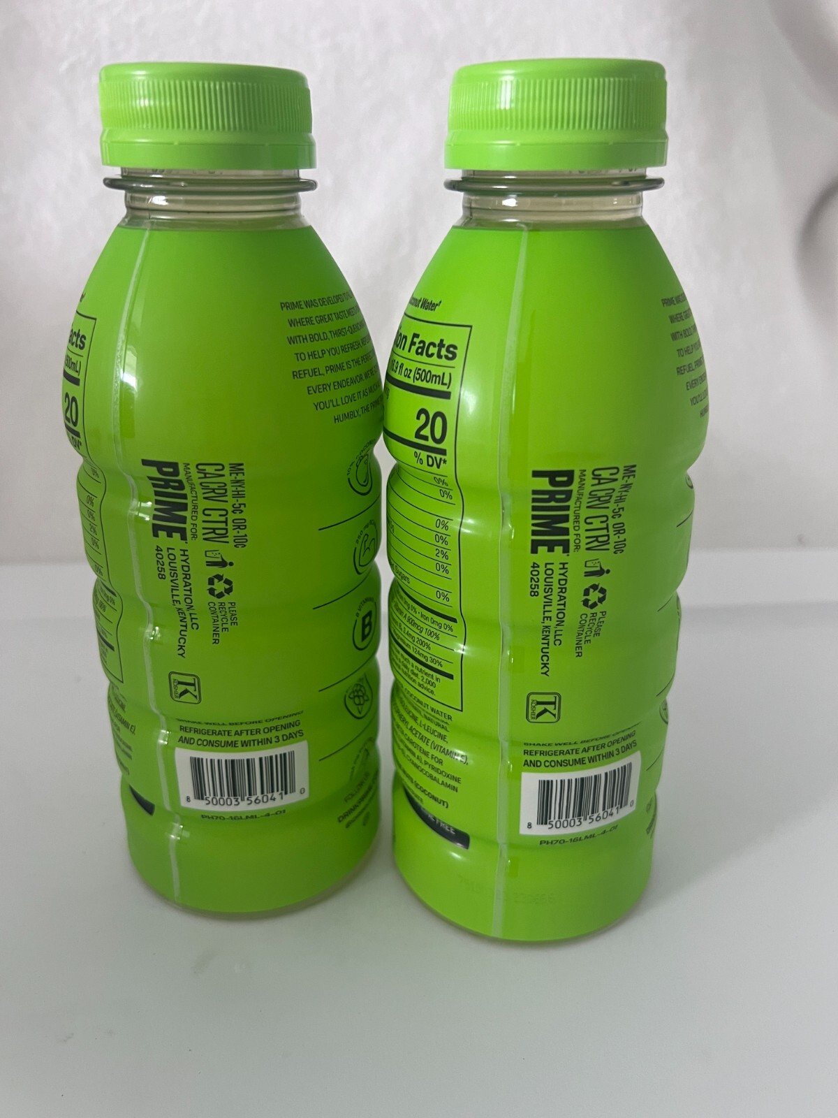 Prime Lemon Lime Hydration Drink Flavor 16.9 FL OZ Bottles Lot of 2