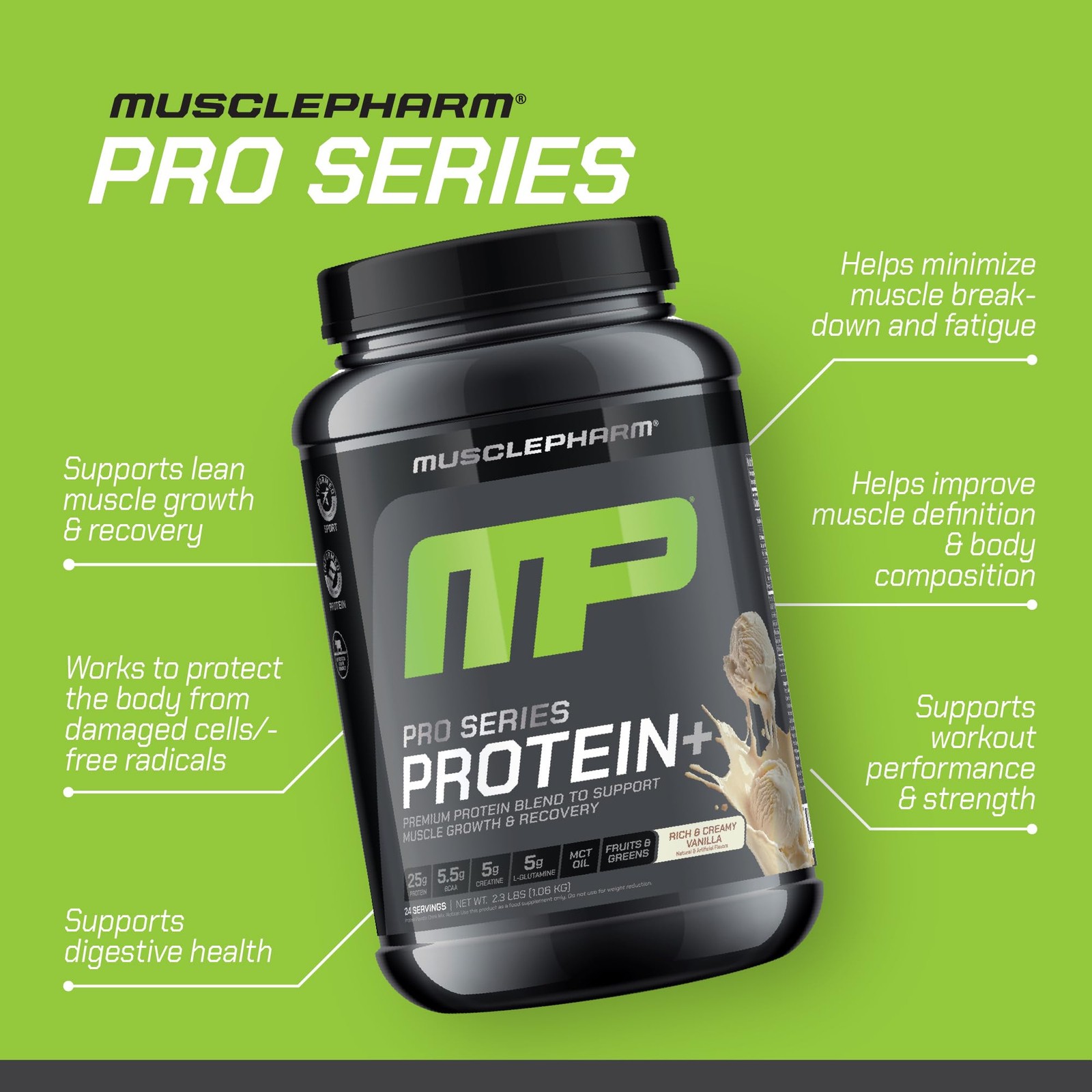 MusclePharm Pro Series Protein+, 26g Whey Protein Powder per Serving | Profes…