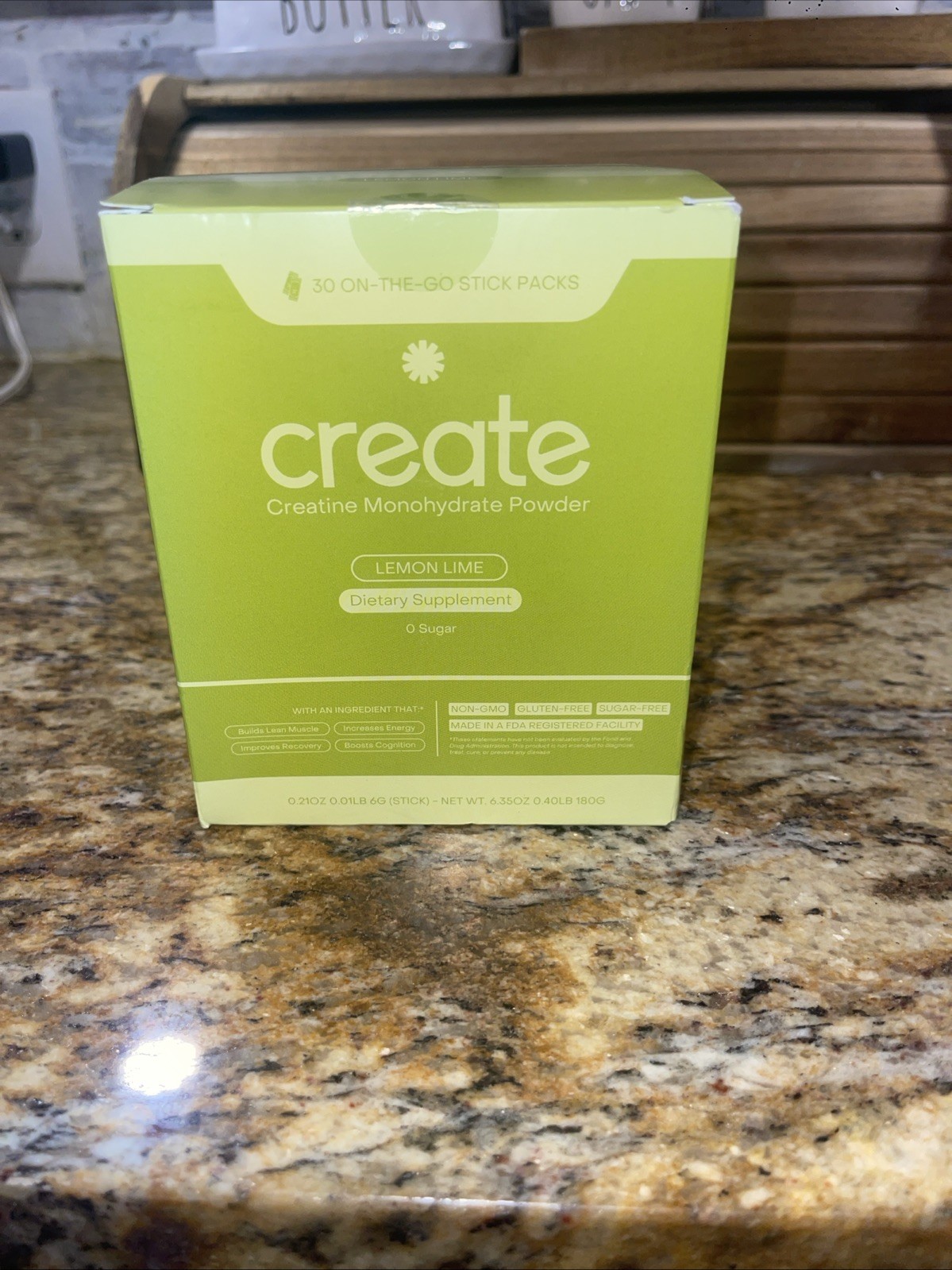 Create Creatine Monohydrate Powder Lemon Lime Dietary Supplement 30 sticks – New