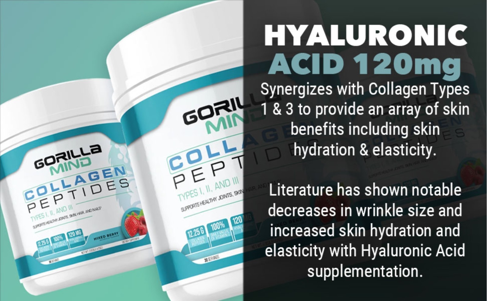 Gorilla Minds COLLAGEN PEPTIDES 1.5 lb (30 Serv) Na Blue Raspberry BEST BY 12/26
