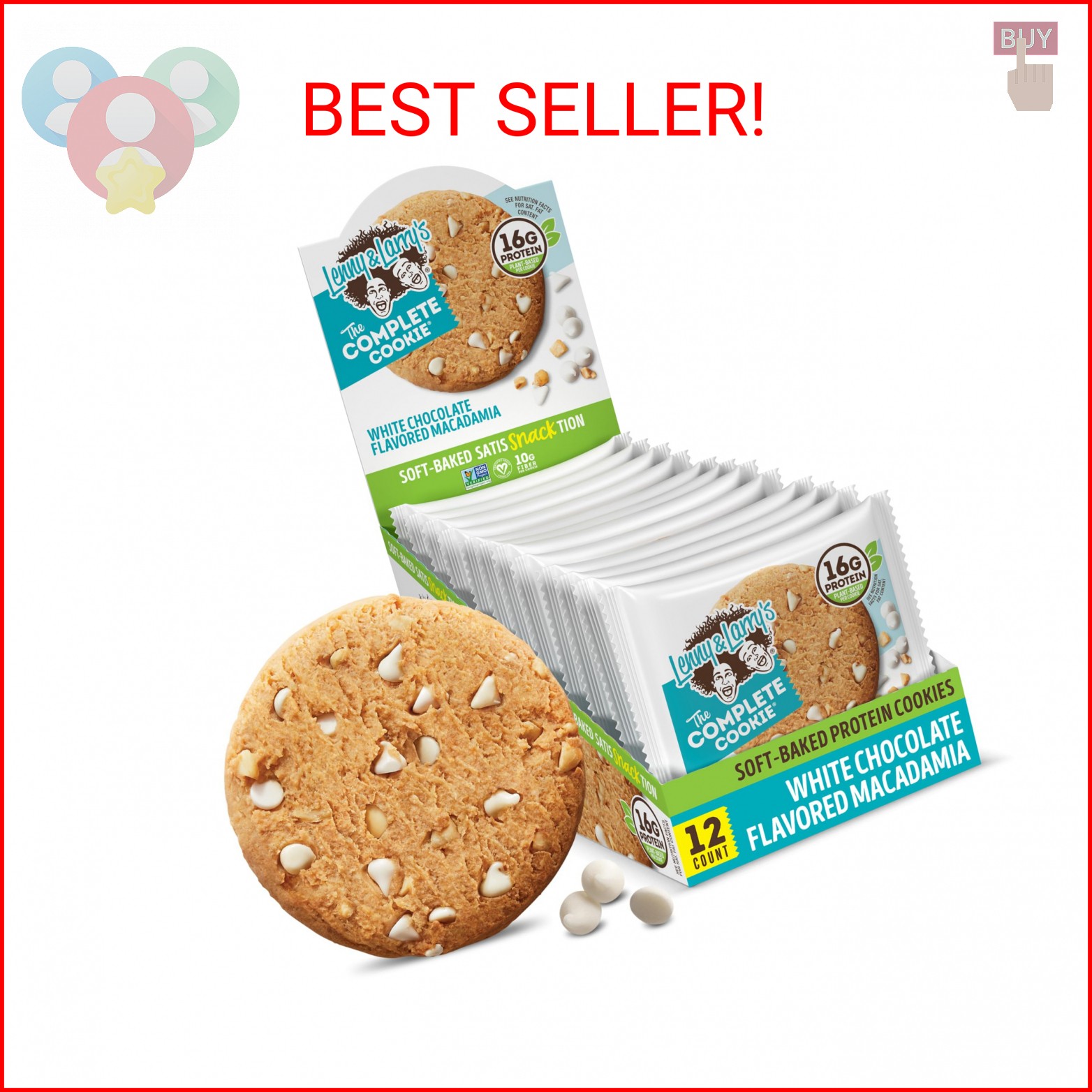 Lenny & Larry’s Protein Cookie, White Chocolate Macadamia – High Protein Snacks