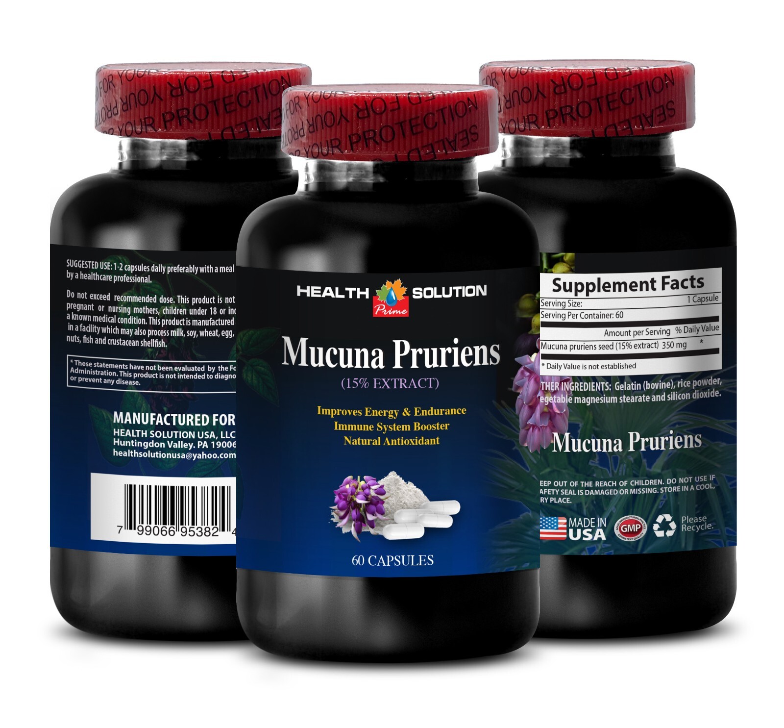Brain Supplement MUCUNA PRURIENS VELVET BEANS EXTRACT- MOOD SUPPORT (1 Bottle)