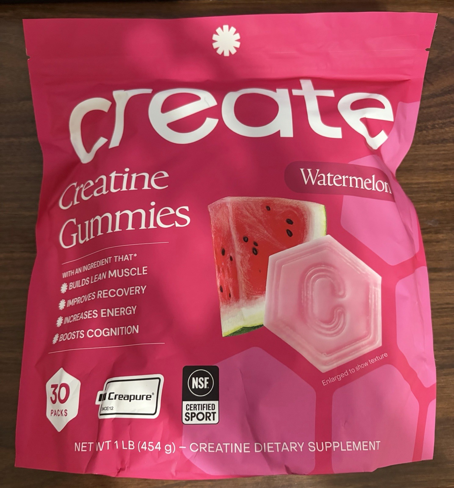 Create Creatine Gummies 1.5g Energy Muscle Boost Watermelon 30 Individual Pouchs