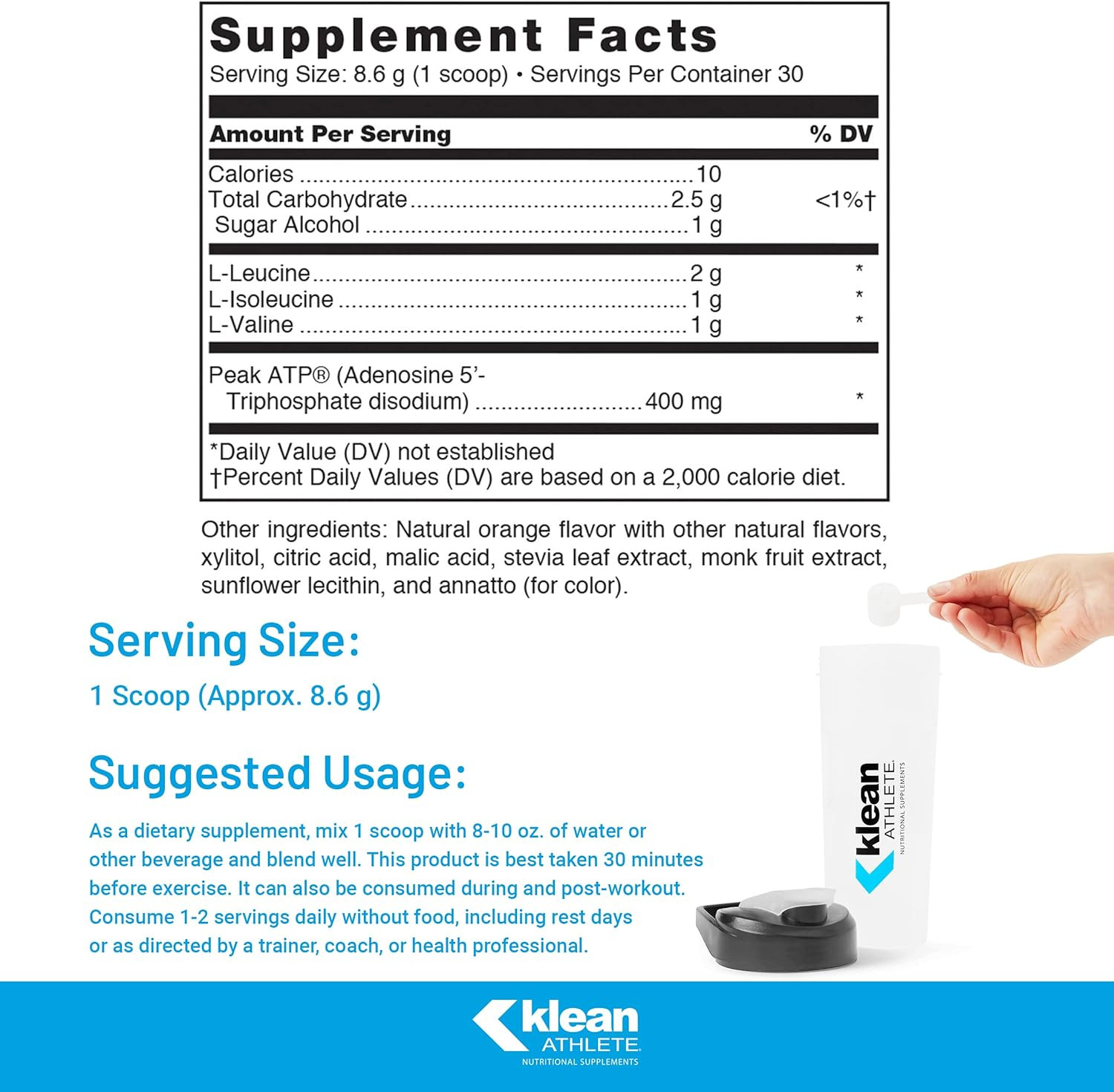 Klean BCAA + Peak ATP | Amino Acid Supplement for Muscle Building, Workout Recov