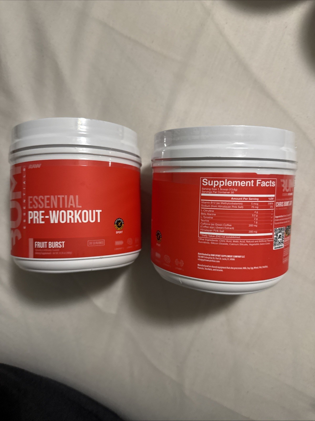 BUM Essential Pre-Workout. Fruit Burst. two Cans of 30 Servings Each