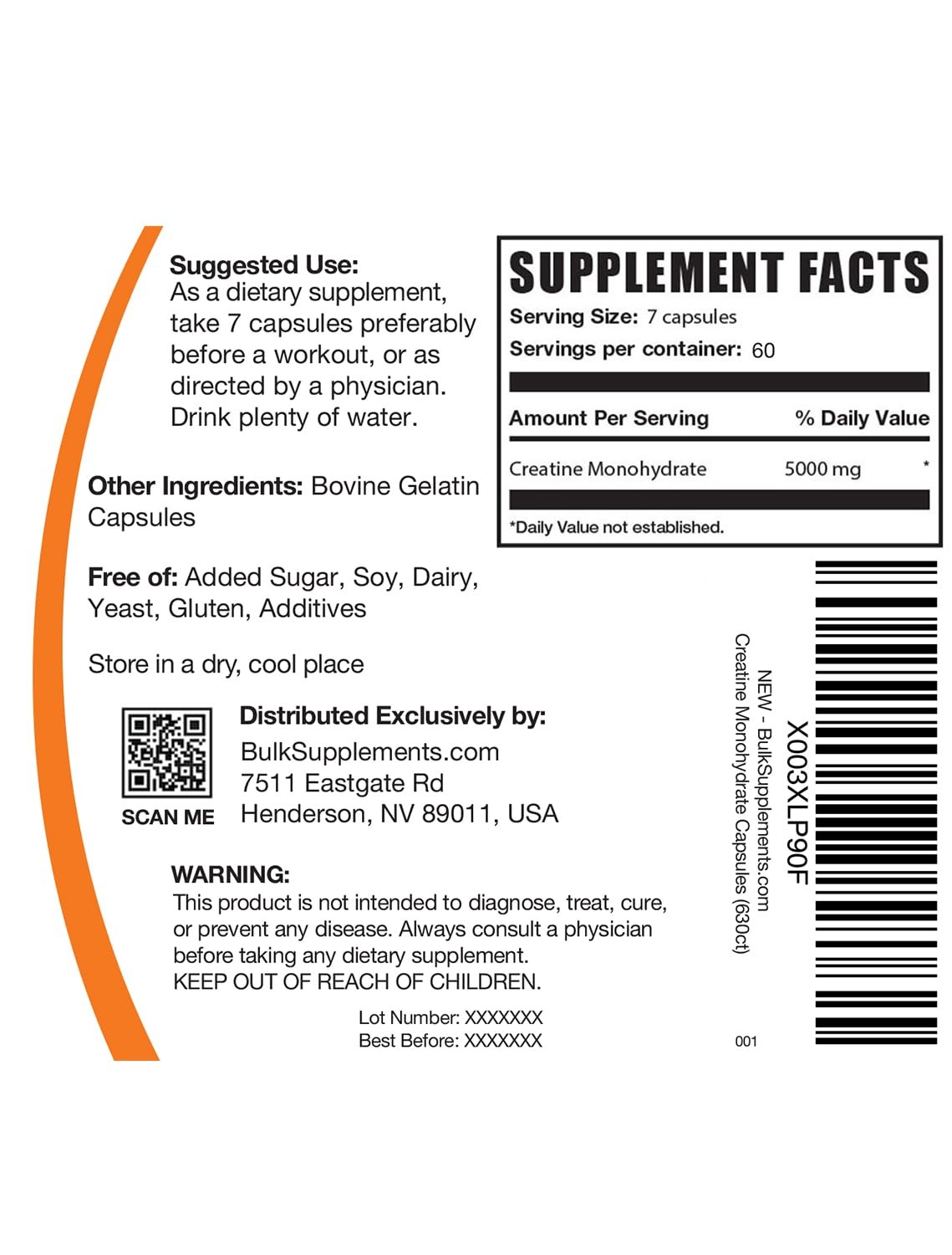 BulkSupplements.com Creatine Monohydrate Capsules – 420 Count (Pack of 1)