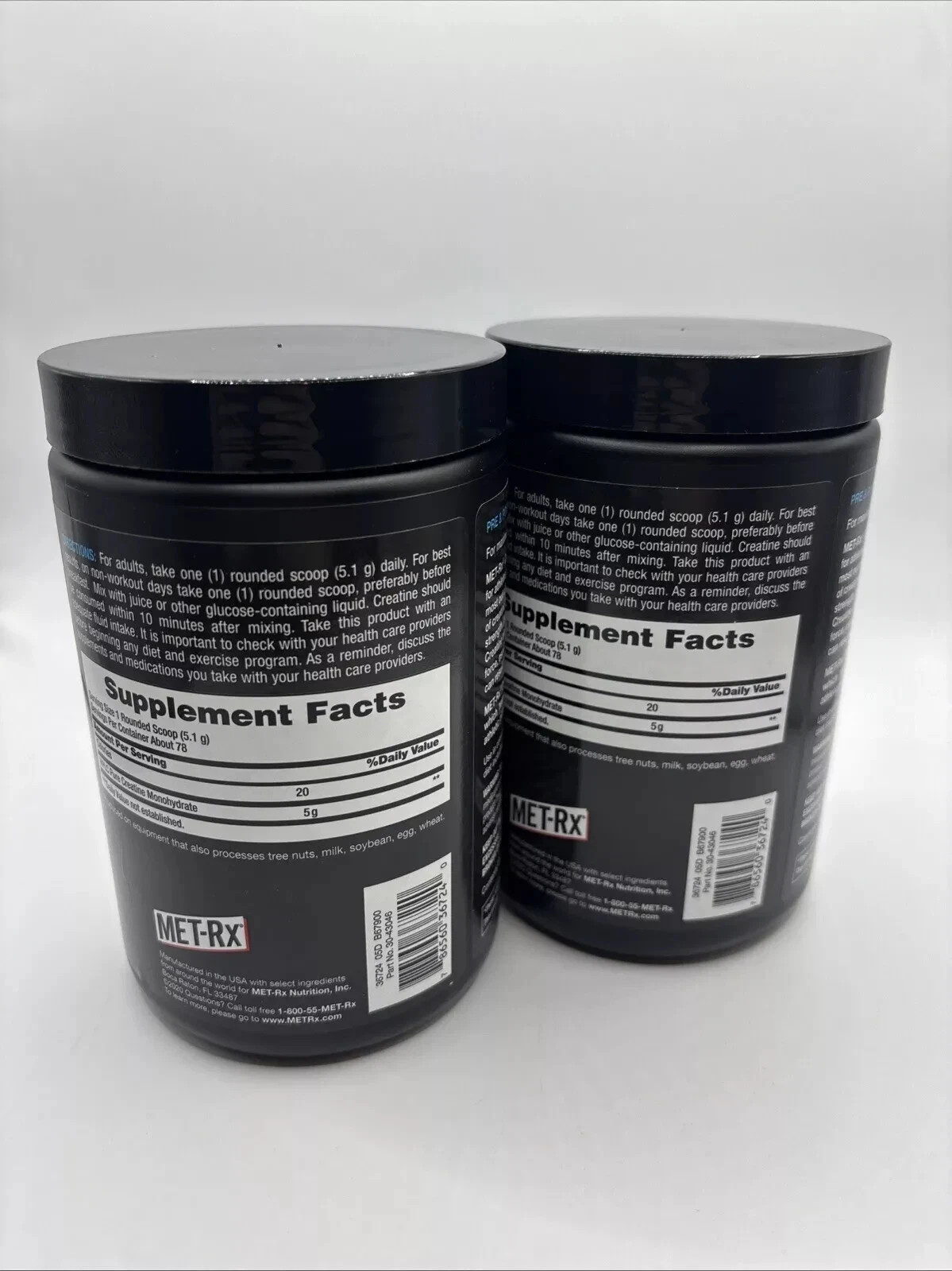 2 Pack MET-RX Creatine Monohydrate Powder, Unflavored 14.1 Oz Ea Exp 02/26 metrx