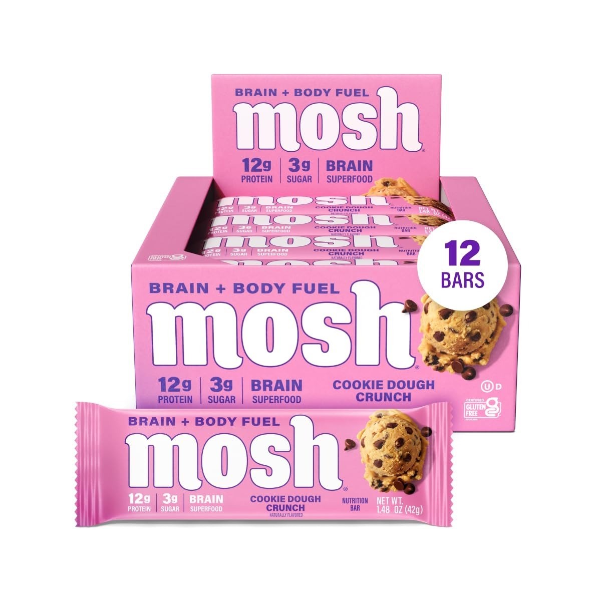 MOSH Keto Protein Bars Variety Pack – High Fiber, Low Carb, Gluten Free
