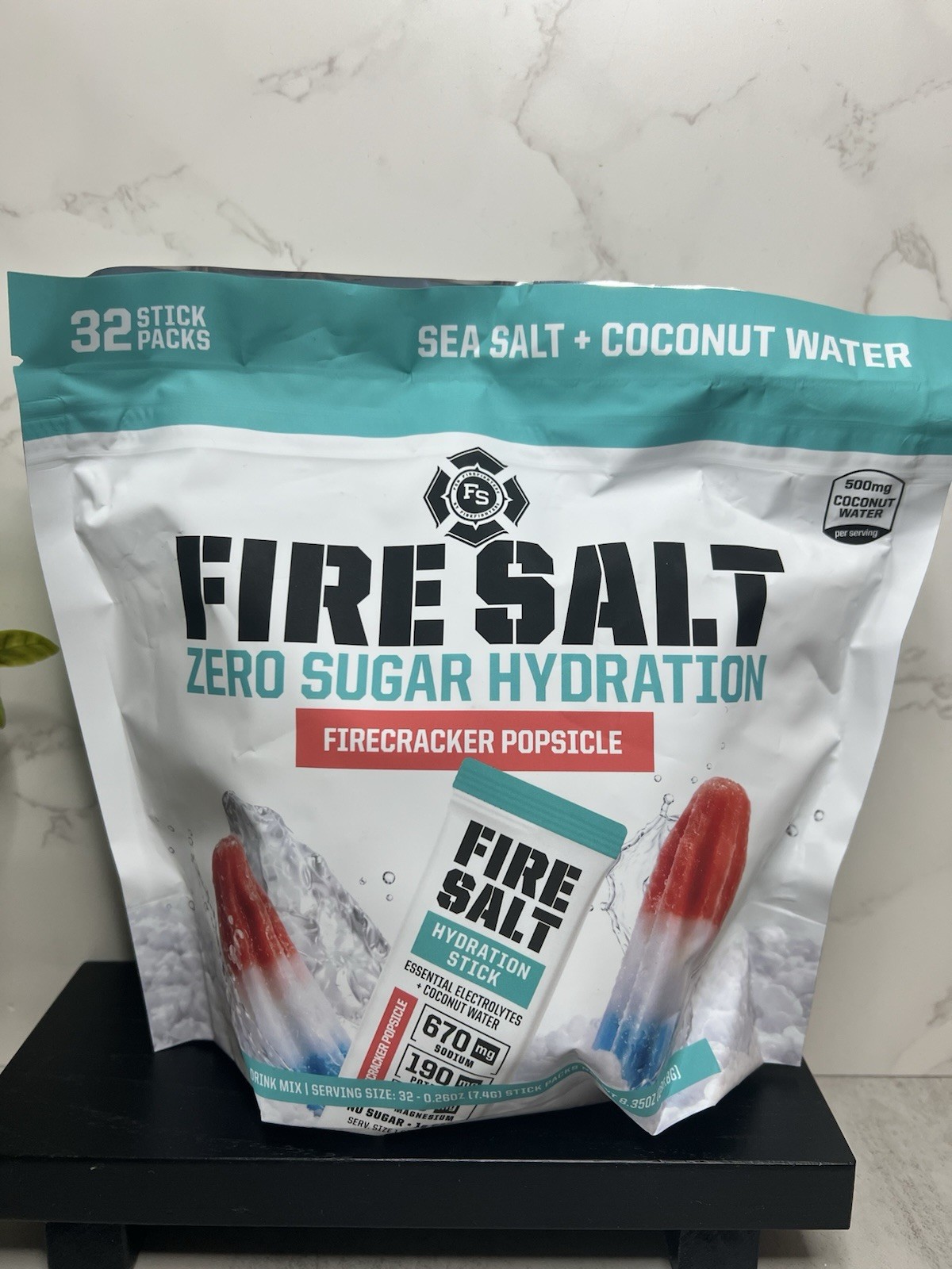 Fire Salt Hydration Electrolyte Drink Mix Zero Sugar Firecracker 32 Packs