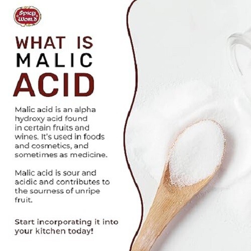 Malic Acid Powder 1.75 LB (28Oz) – Food Grade, Crystals, Tart Flavor – 1 Pack Ea