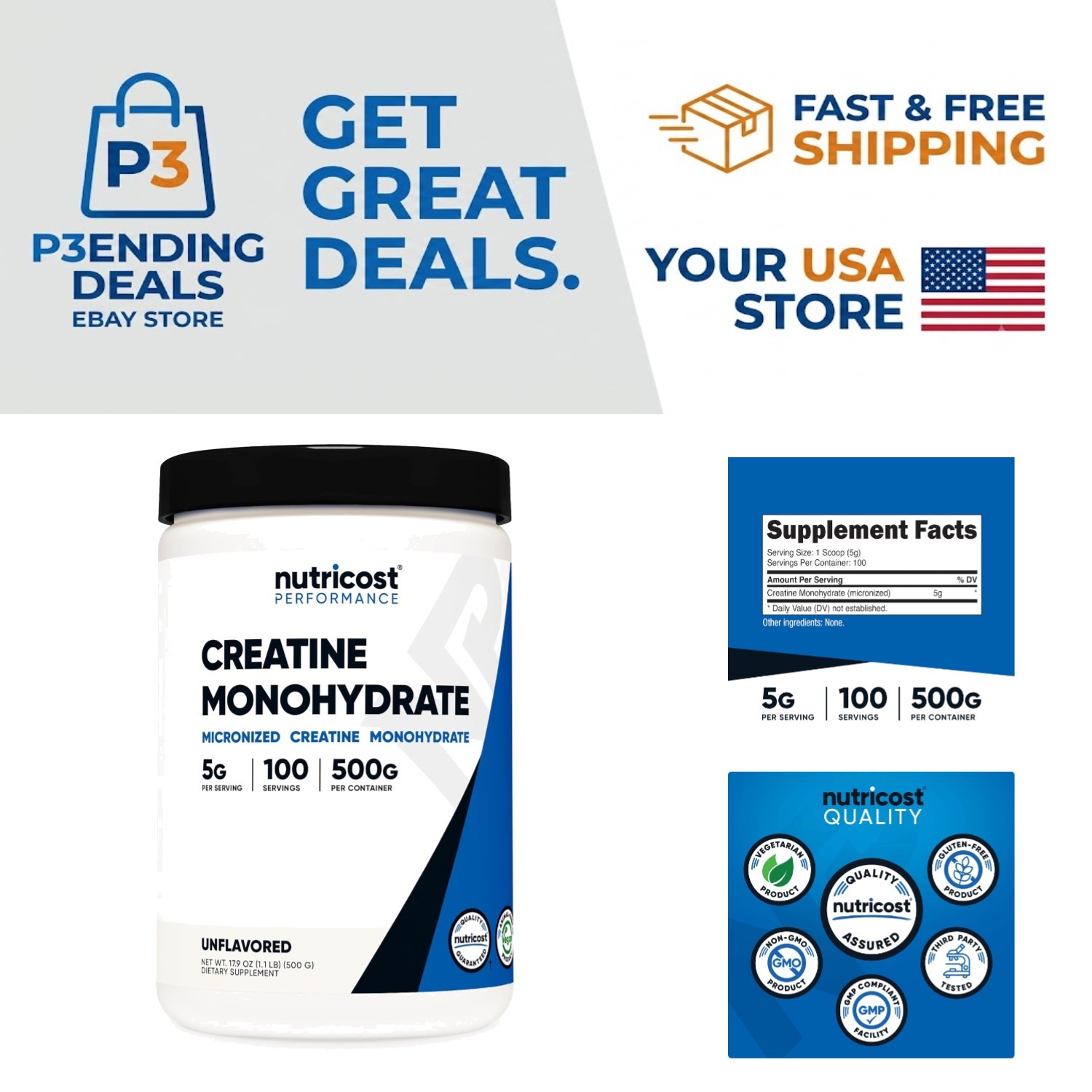 Unflavored Creatine Monohydrate 500g – 100 Servings for Peak Performance