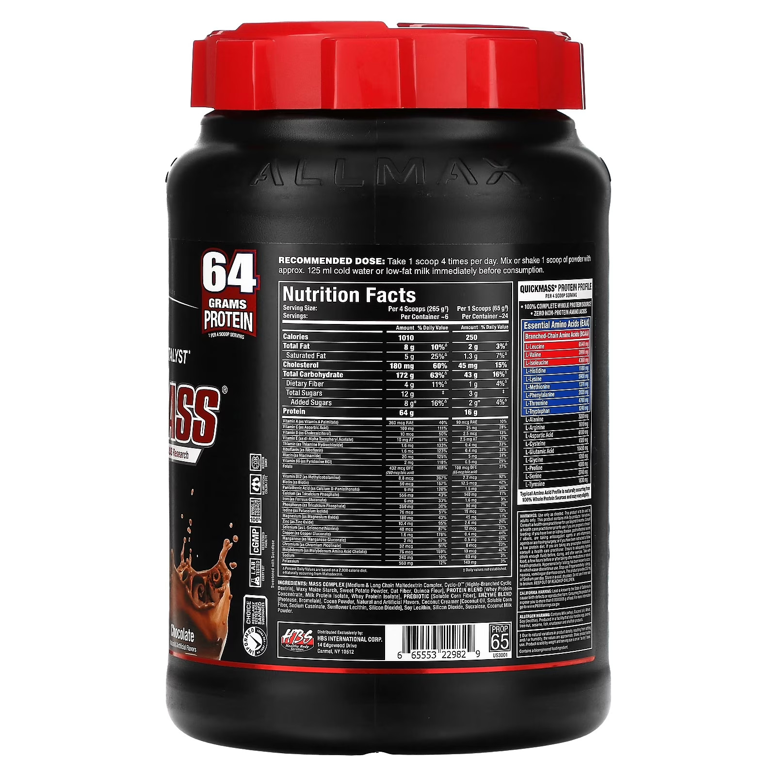 Quickmass®, Rapid Mass Gain Catalyst, Chocolate, 3.5 Lbs (1.59 Kg)