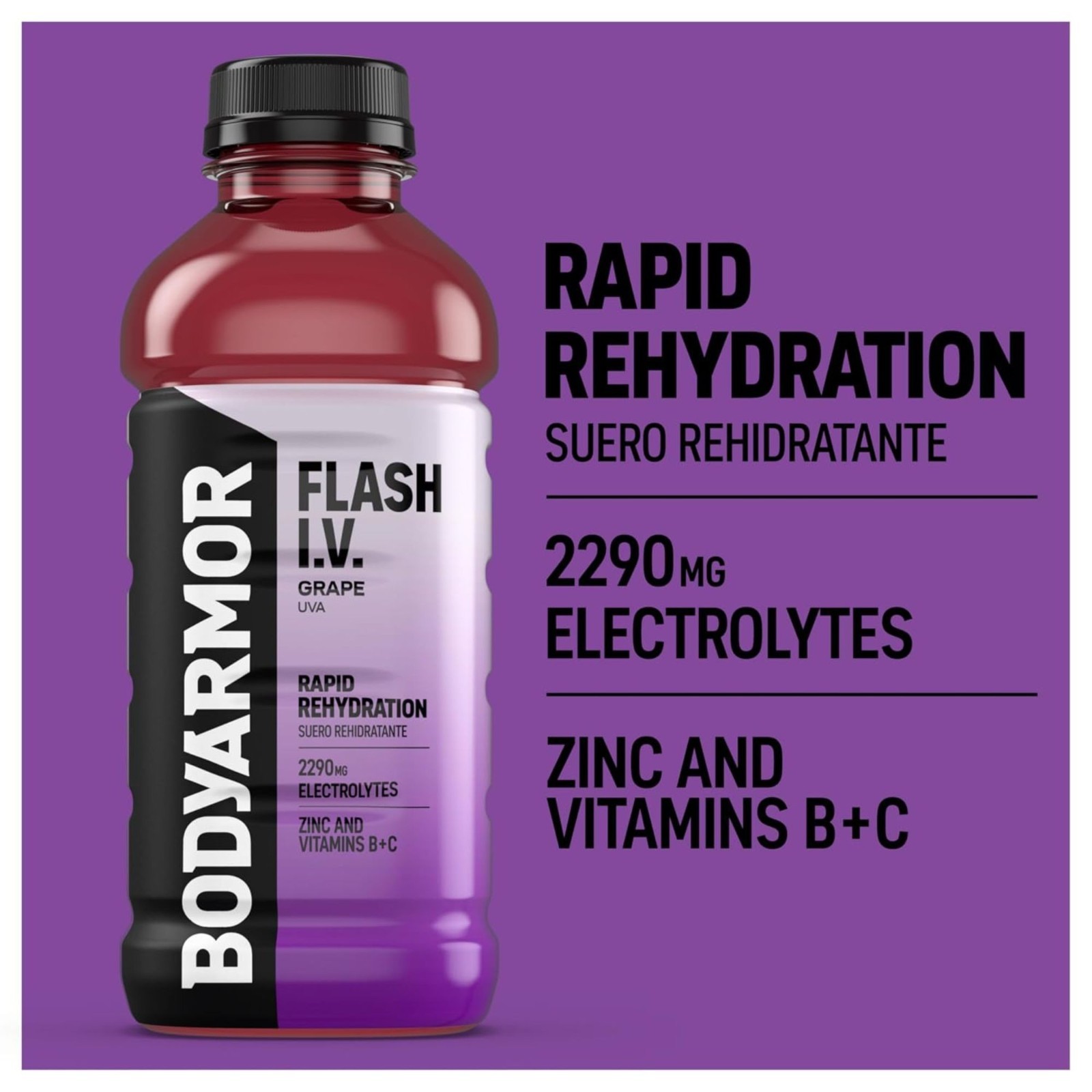 BODYARMOR Flash I.V. Rapid Rehydration – 4 Flavor Variety Pack – 16oz Bottles