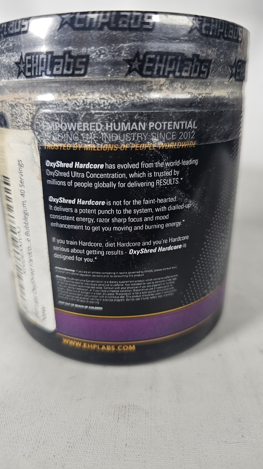 Oxyshred Hardcore Pre-Workout Thermogenic Grape Bubble Gum 40svg Exp:01/2028