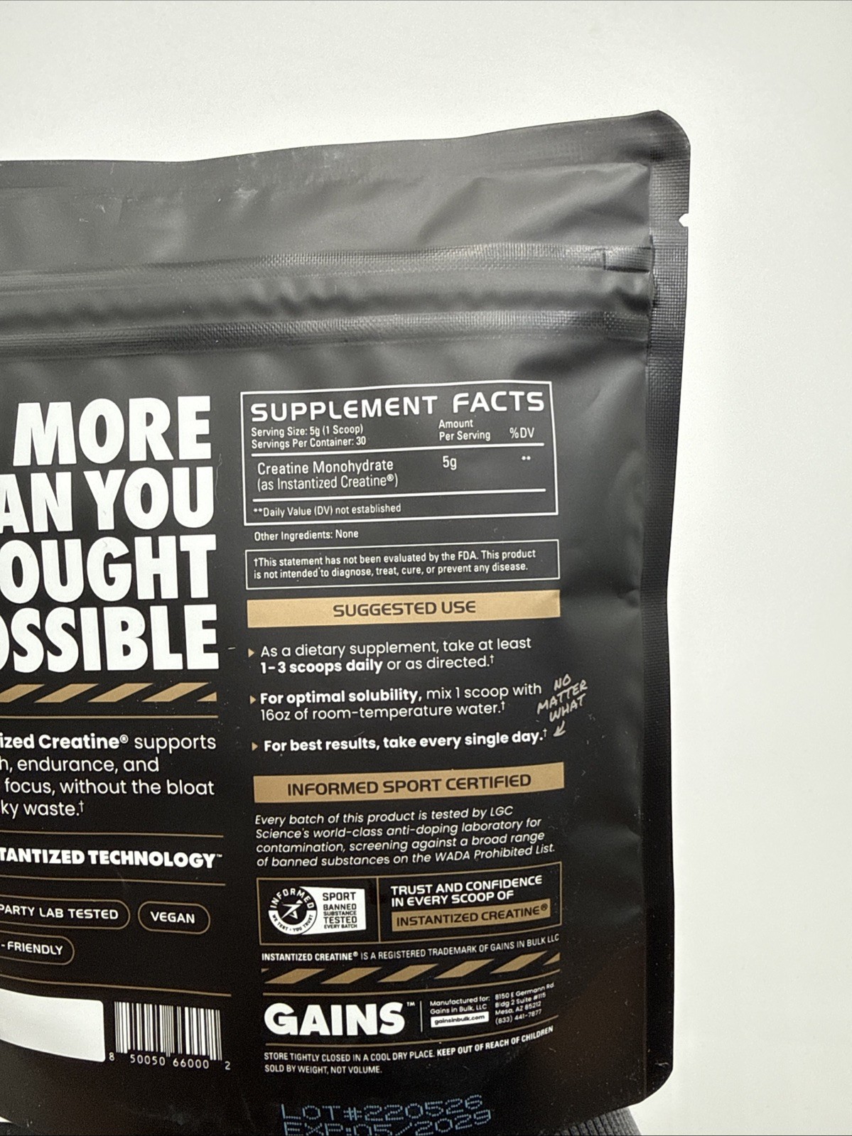 Instantized Creatine®, Soluble Creatine Monohydrate, Original, Unflavored, 5.29