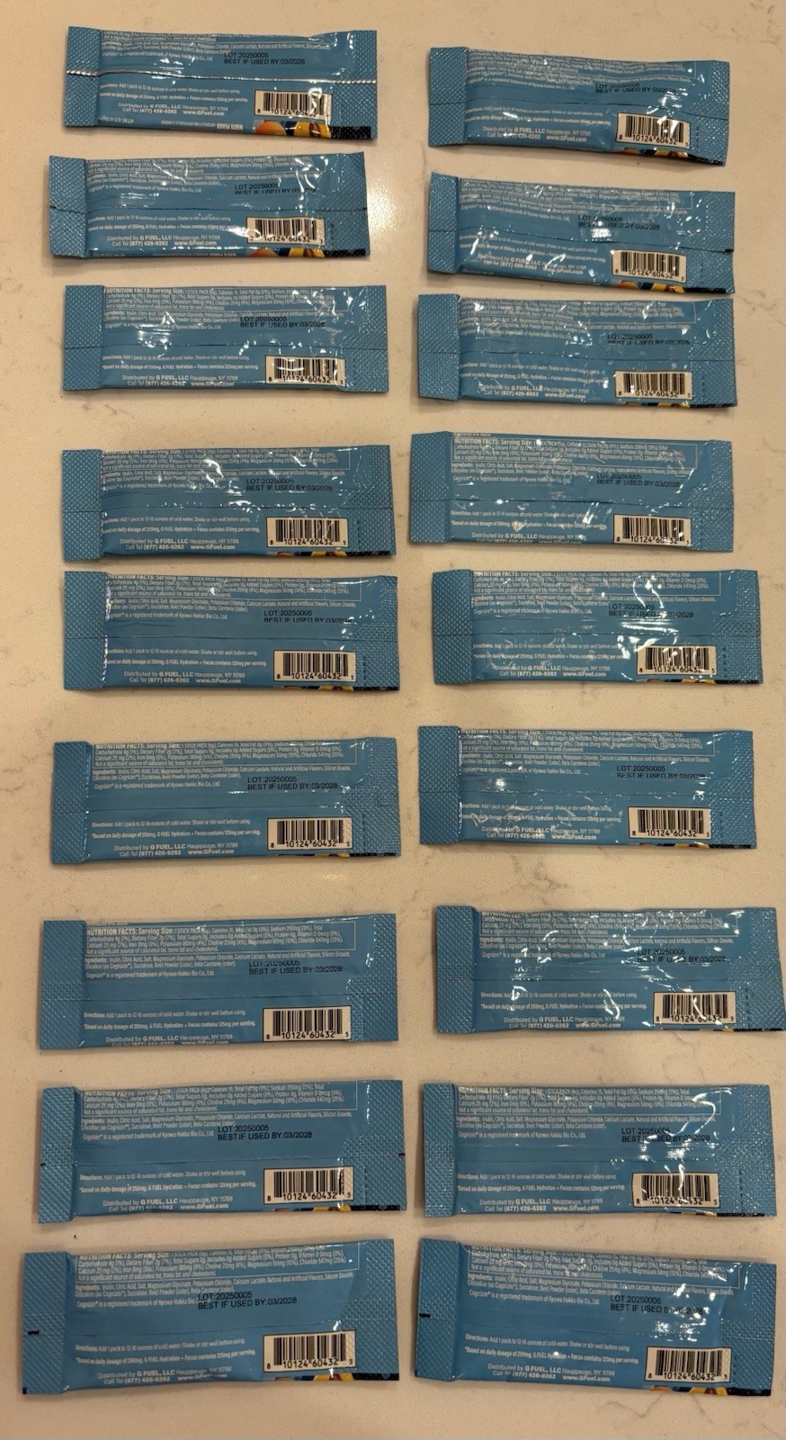 G Fuel Hydration + Focus Peach Paradise White Peach 18 Stick Packs Exp 3/28