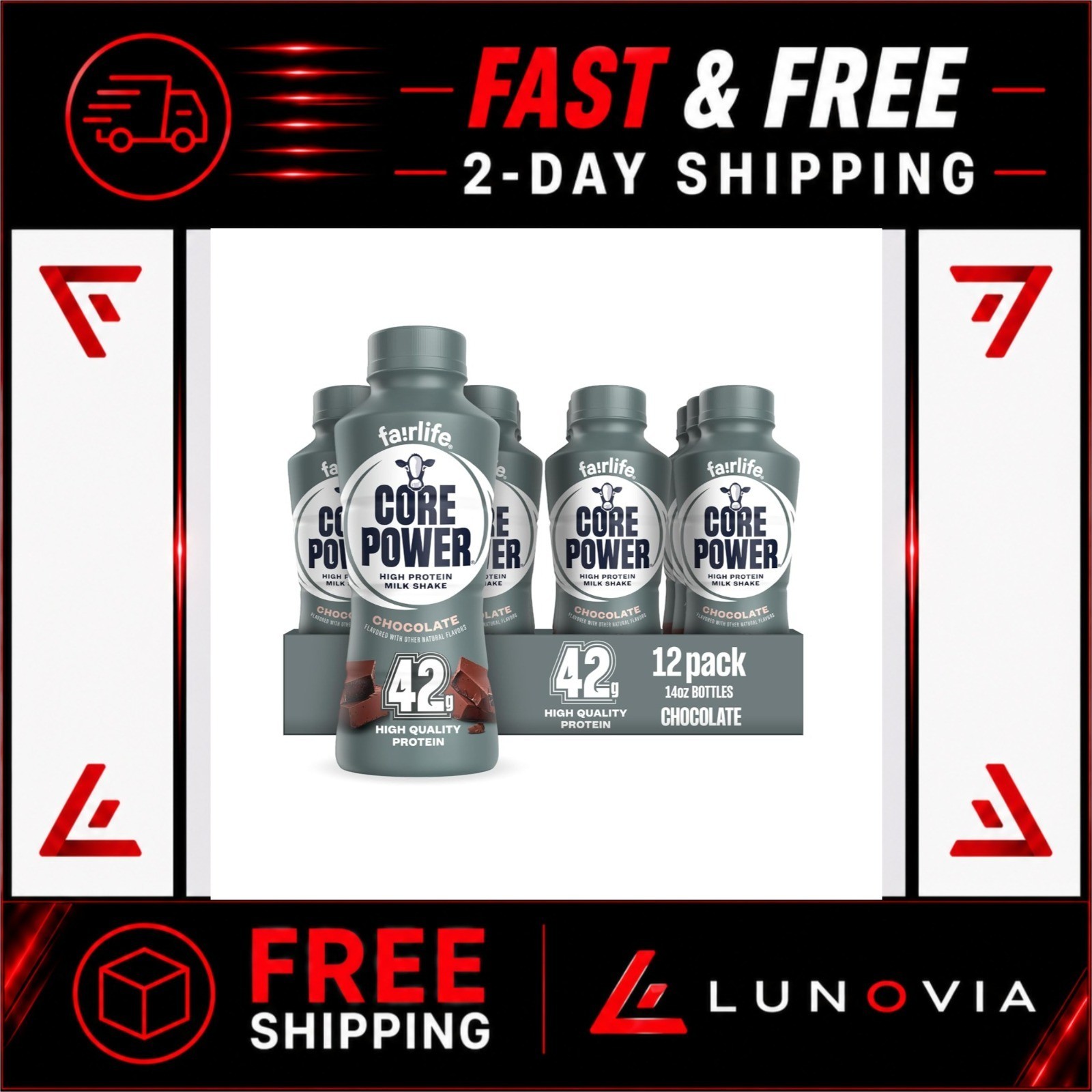 Core Power Elite Protein Shake 42g Chocolate 14oz 12 Pack