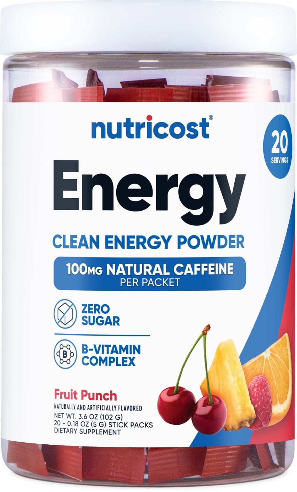 Nutricost Energy Complex Stickpack (20 servings) Fruit Punch Flavored