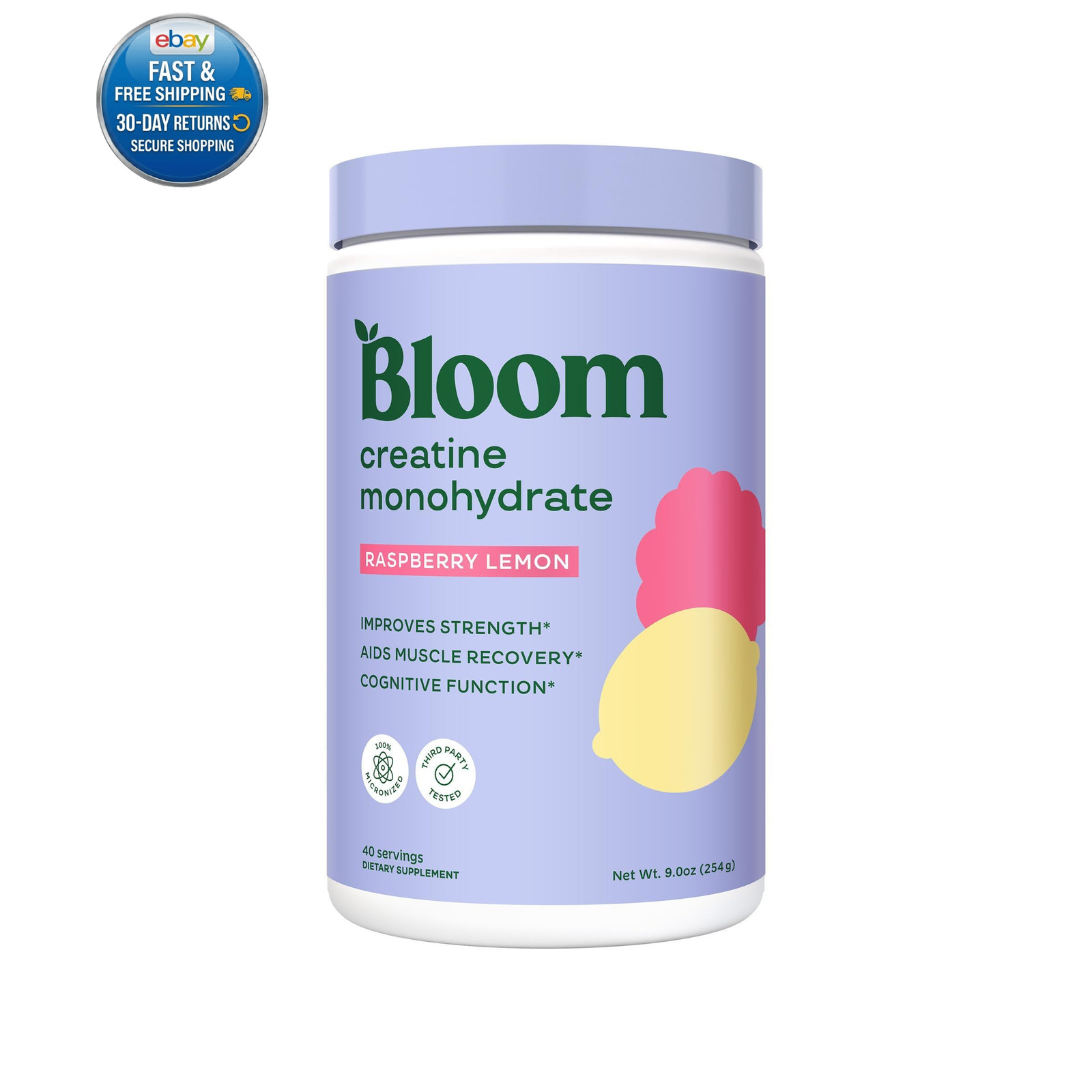 Creatine Monohydrate Powder, Raspberry Lemon, 40 Servings | 5g Micronized Creati