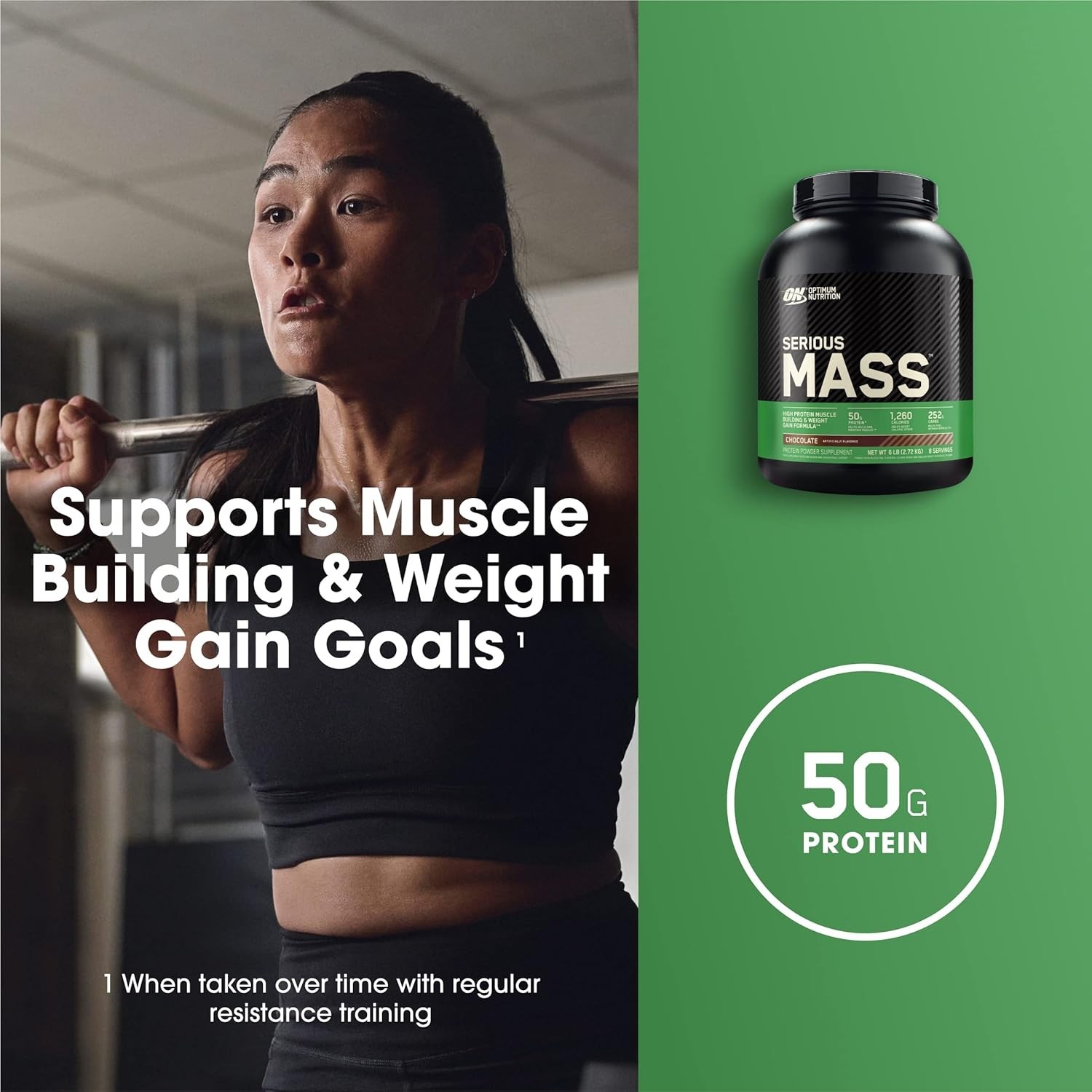Serious Mass Chocolate Gainer – Vegetarian Friendly, 50g Protein & Vitamins, 6lb