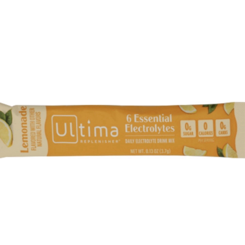 100 Count Ultima Replenisher, Electrolyte Hydration Drink Mix Sticks- Lemonade