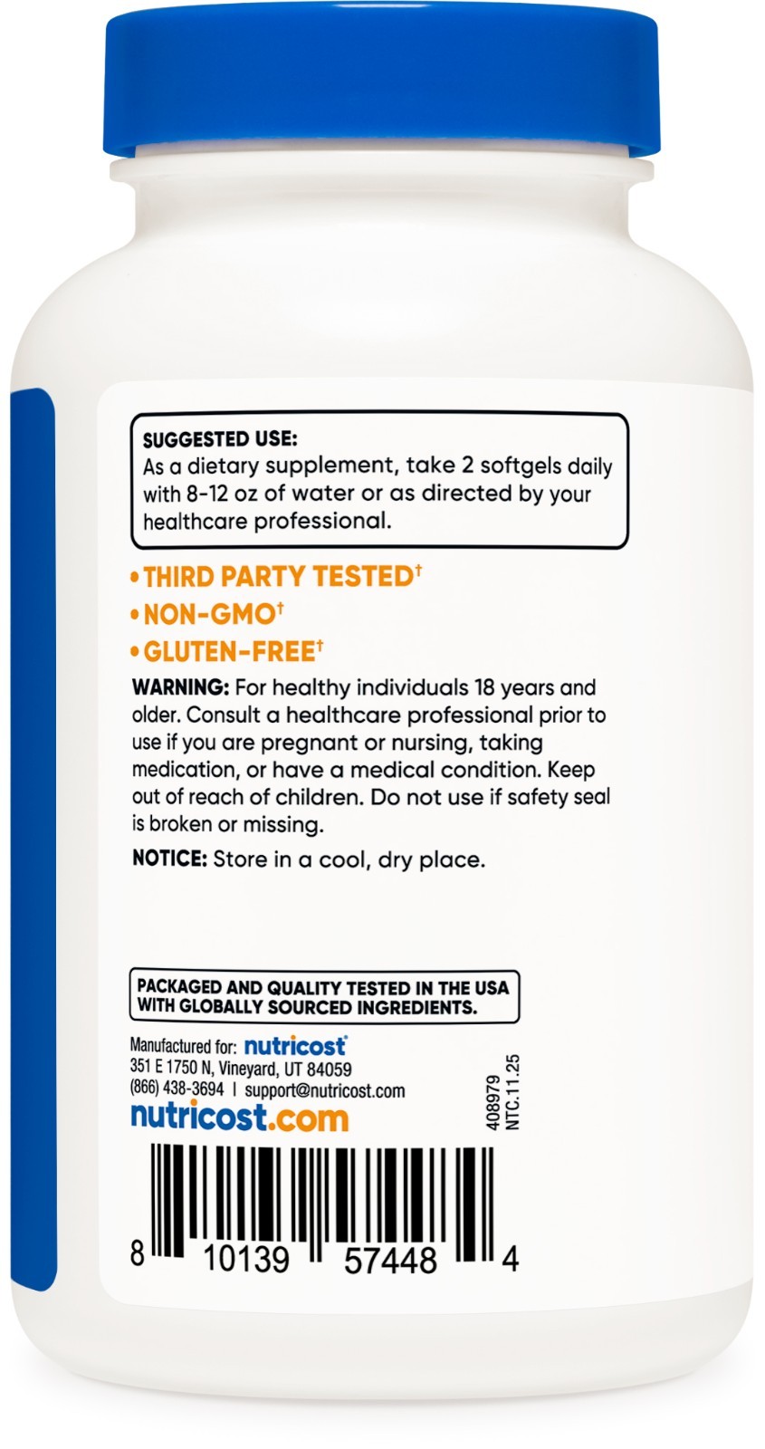 Nutricost Caprylic Acid 1200mg, 120 Softgels – GMO and Gluten Free, 60 Servings