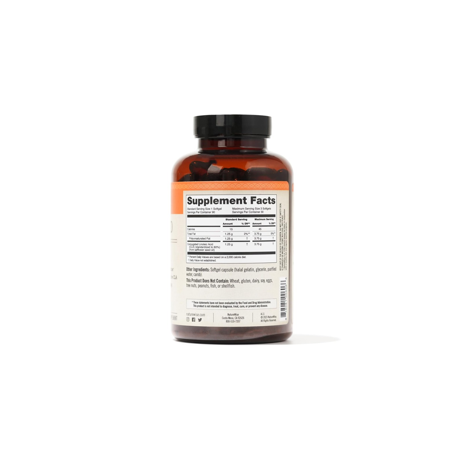 CLA 1250 Supplement – Non-GMO, Gluten-Free Weight Loss Support – 90 Softgels