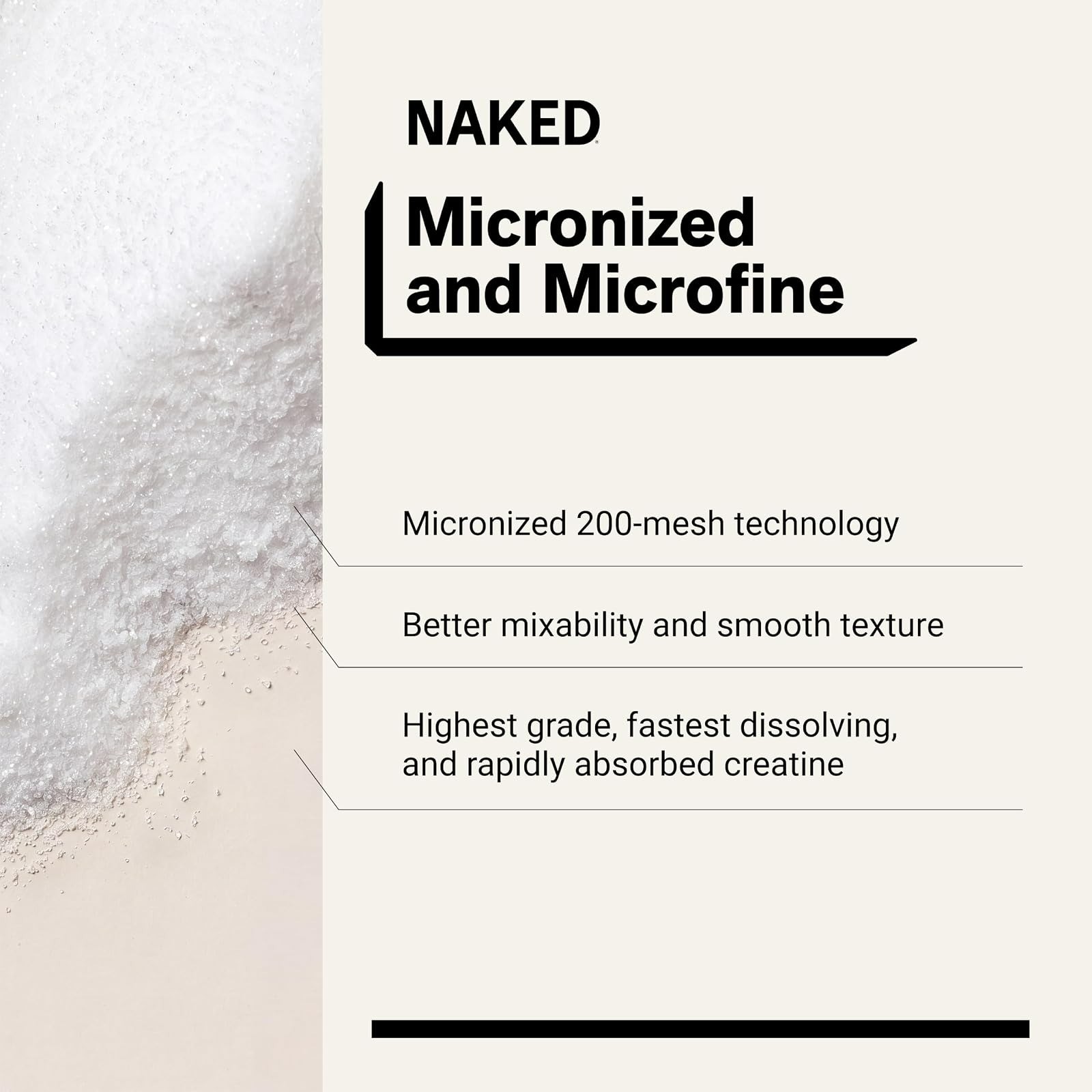 NAKED Pure Micronized Creatine Monohydrate Powder 500g – NSF Certified