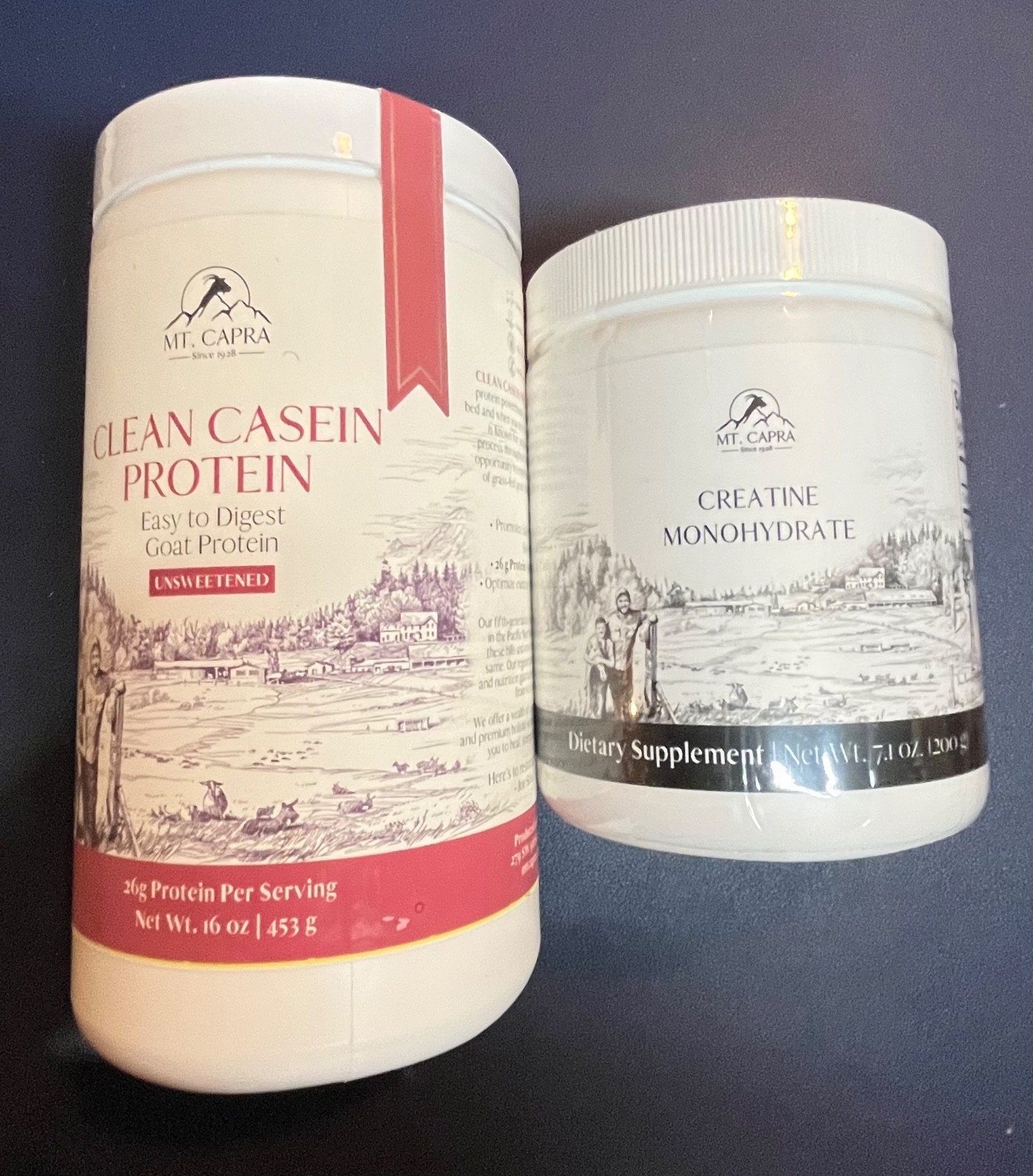 Mt Capra Goat Casein Protein 1 lb + Creatine Monohydrate Bundle Grass Fed NEW