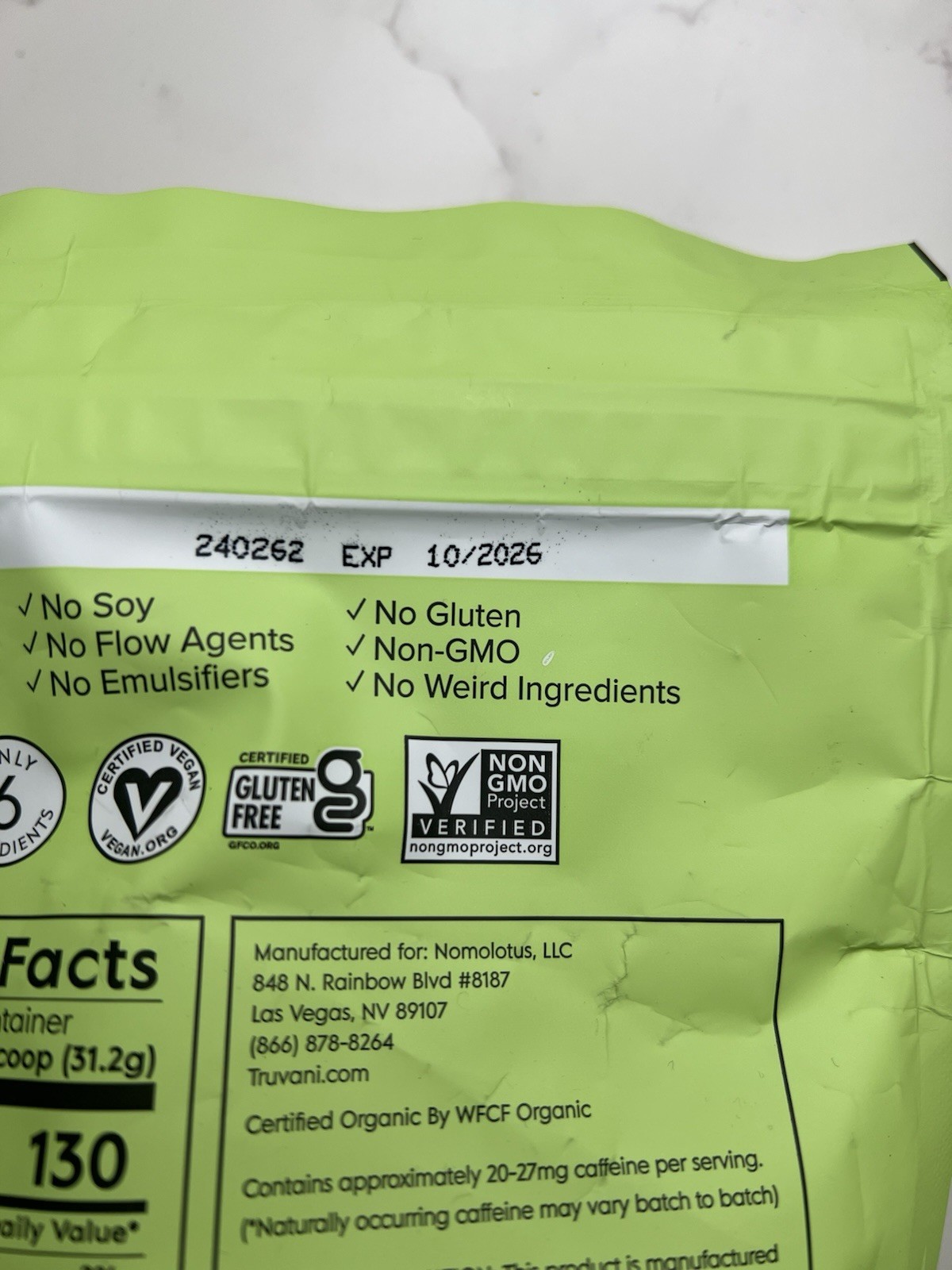 Truvani Organic Plant-Based Protein Powder Matcha Vegan 11oz 10 Serv Exp 10/26