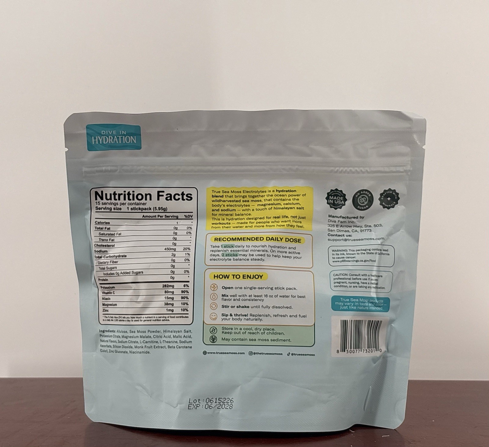 True Sea Moss Electrolytes Powder 15 Stickpacks Mango & Pineapple 0g Sugar