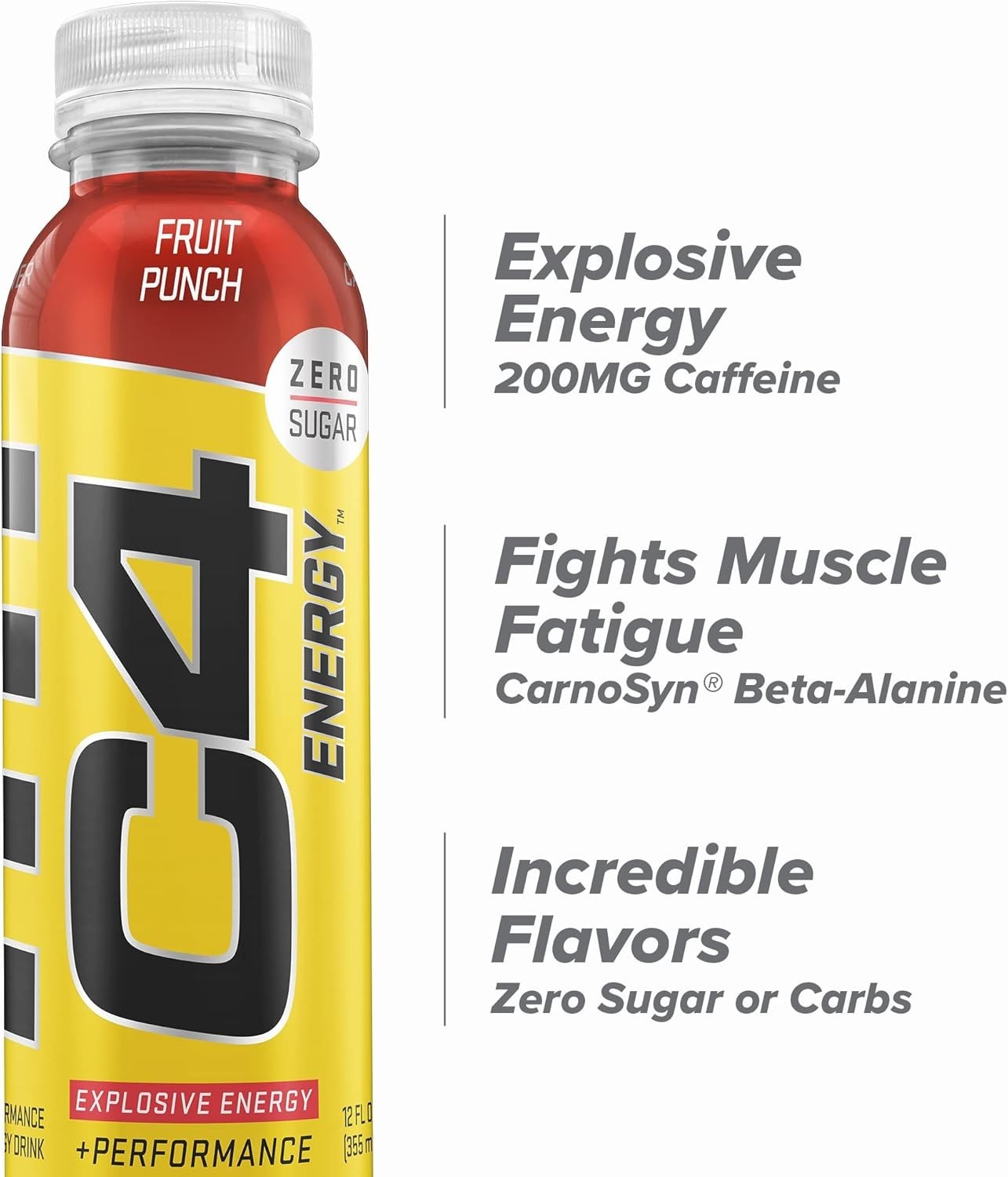 C4 Energy Fruit Punch Drink with Beta-Alanine, Zero Sugar – Perfect for Workouts