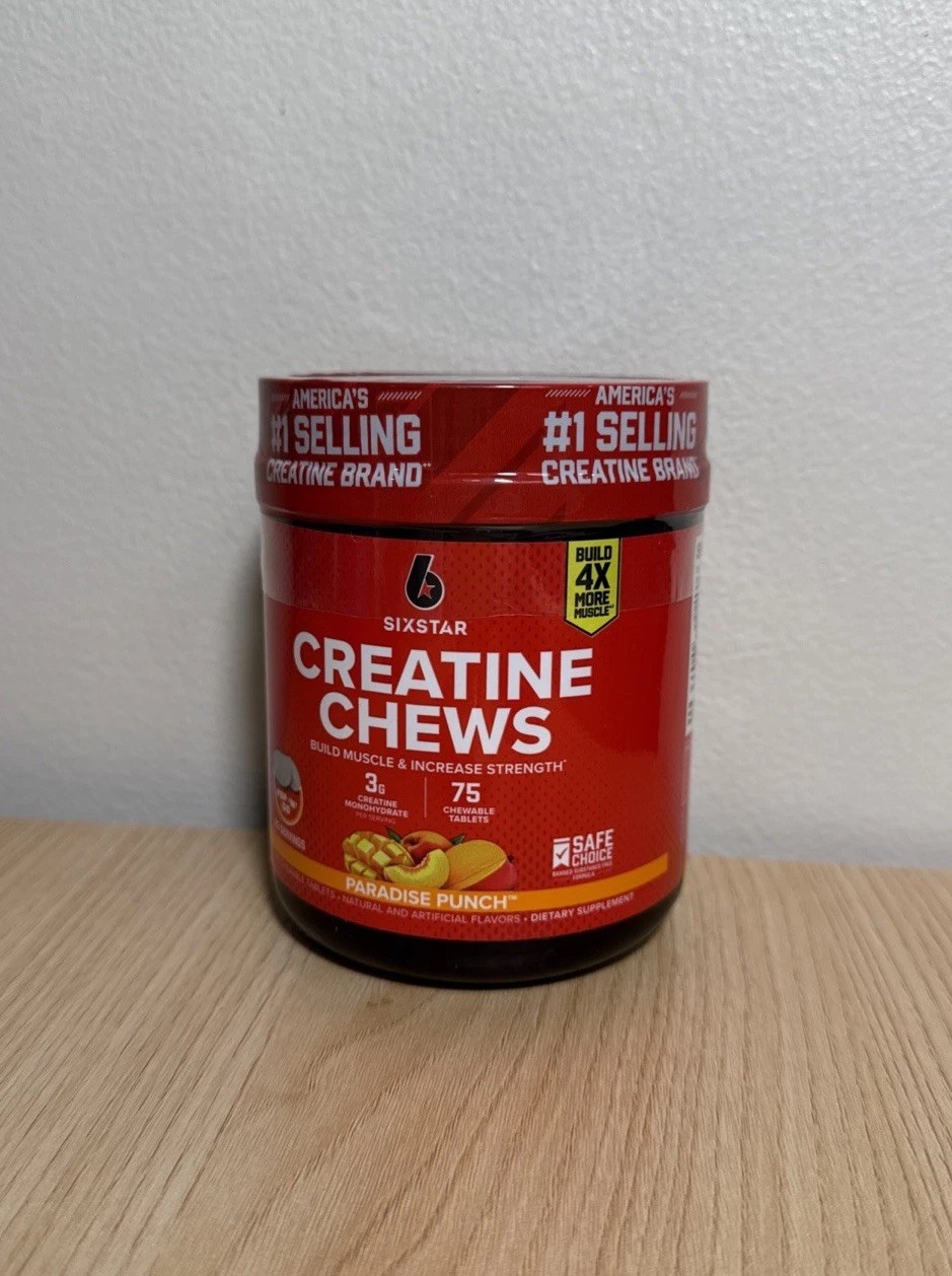 SixStar Creatine Chews Paradise Punch 75 Tablets Muscle Endurance