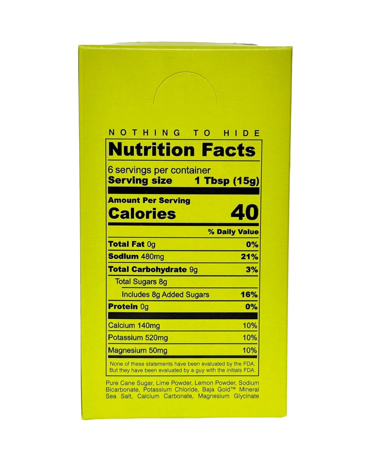 Electrolyte Powder, No Yellow 5 Lemon Lime, 6 Stickpacks, Baja Gold™ Mineral Sea