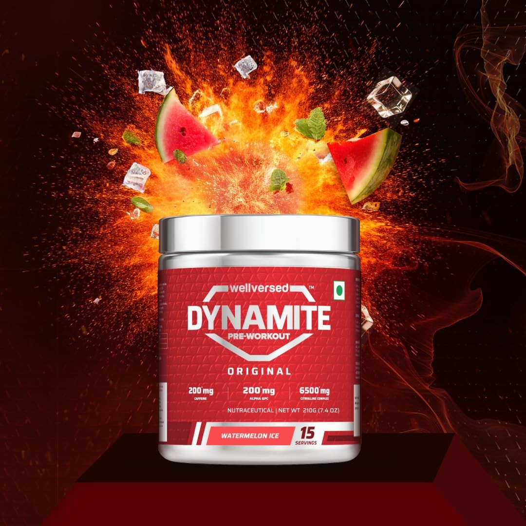 Wellversed Dynamite Pre Workout For Men, For Focus & Energy Boost With 6500mg