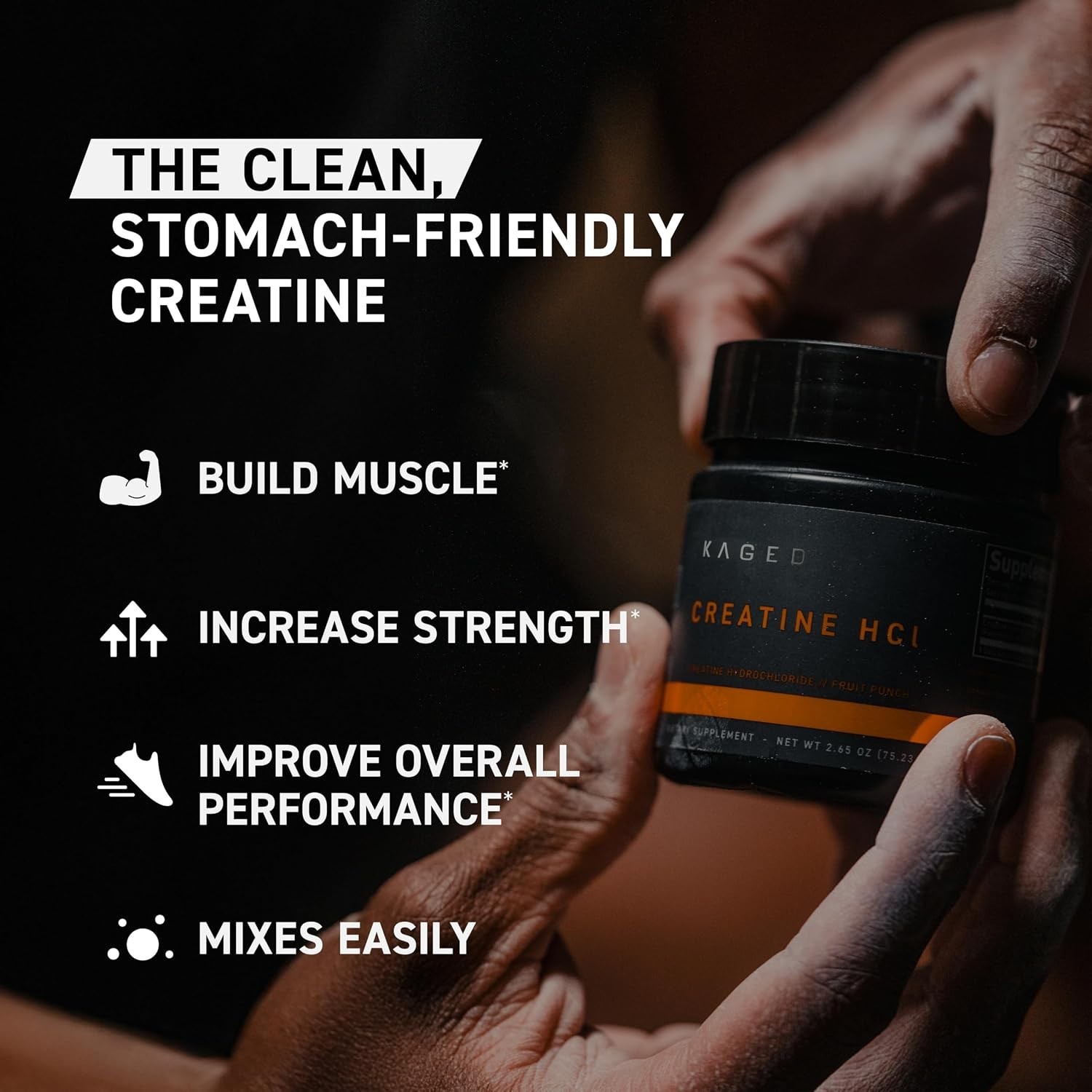 Highly Soluble Creatine HCl Powder – 750mg, 75 Servings for Optimal Performance
