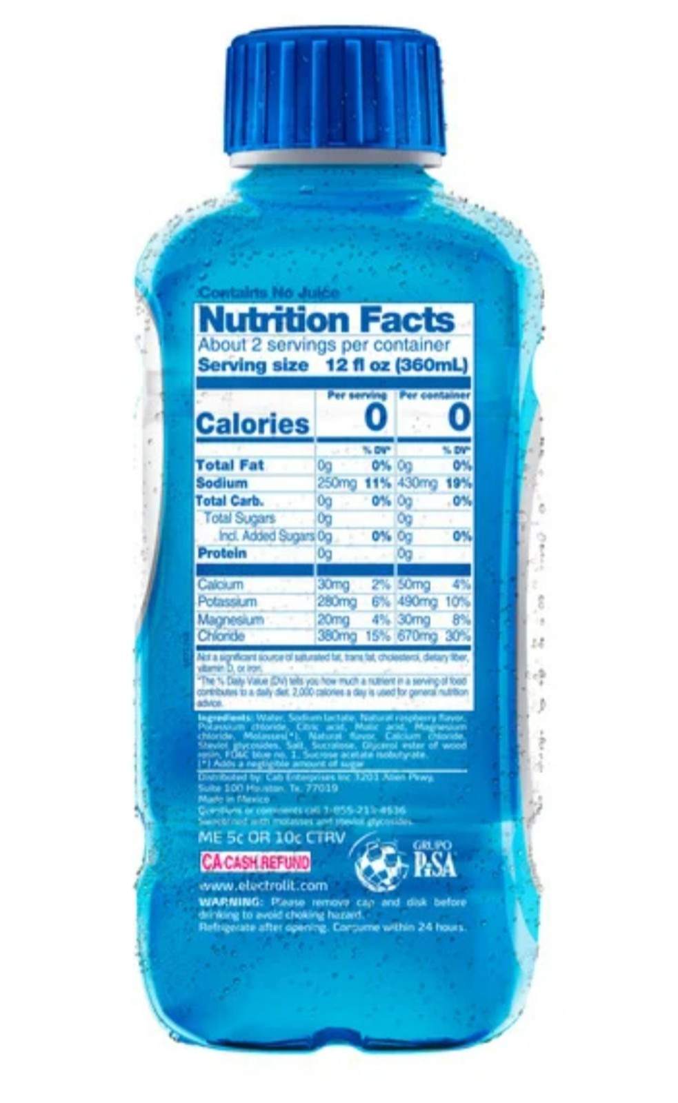 Electrolit Beverage Premium Hydration Sports Drink Blue Raspberry Pack Of 6