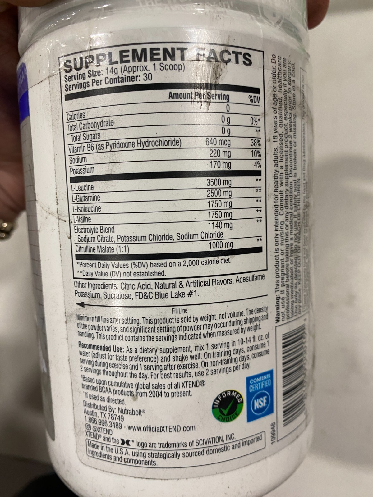 XTEND The Original BCAA Muscle Recovery Blue Raspberry ice (30 Servings)
