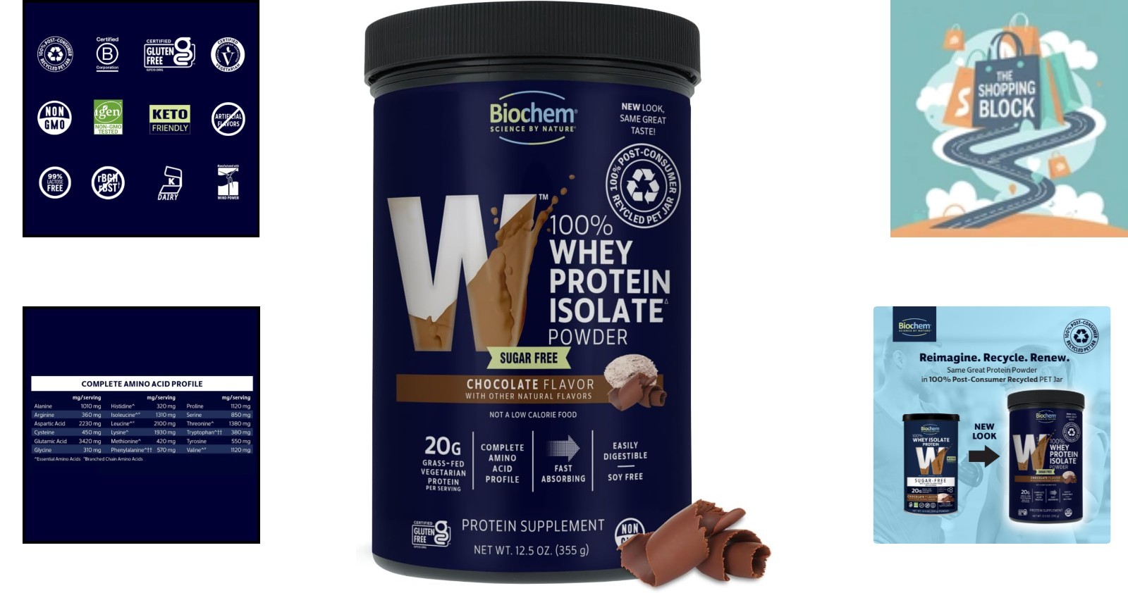 Sugar-Free Chocolate Whey Protein, 20g per Serving, 12.5oz, Vegetarian, Glute…