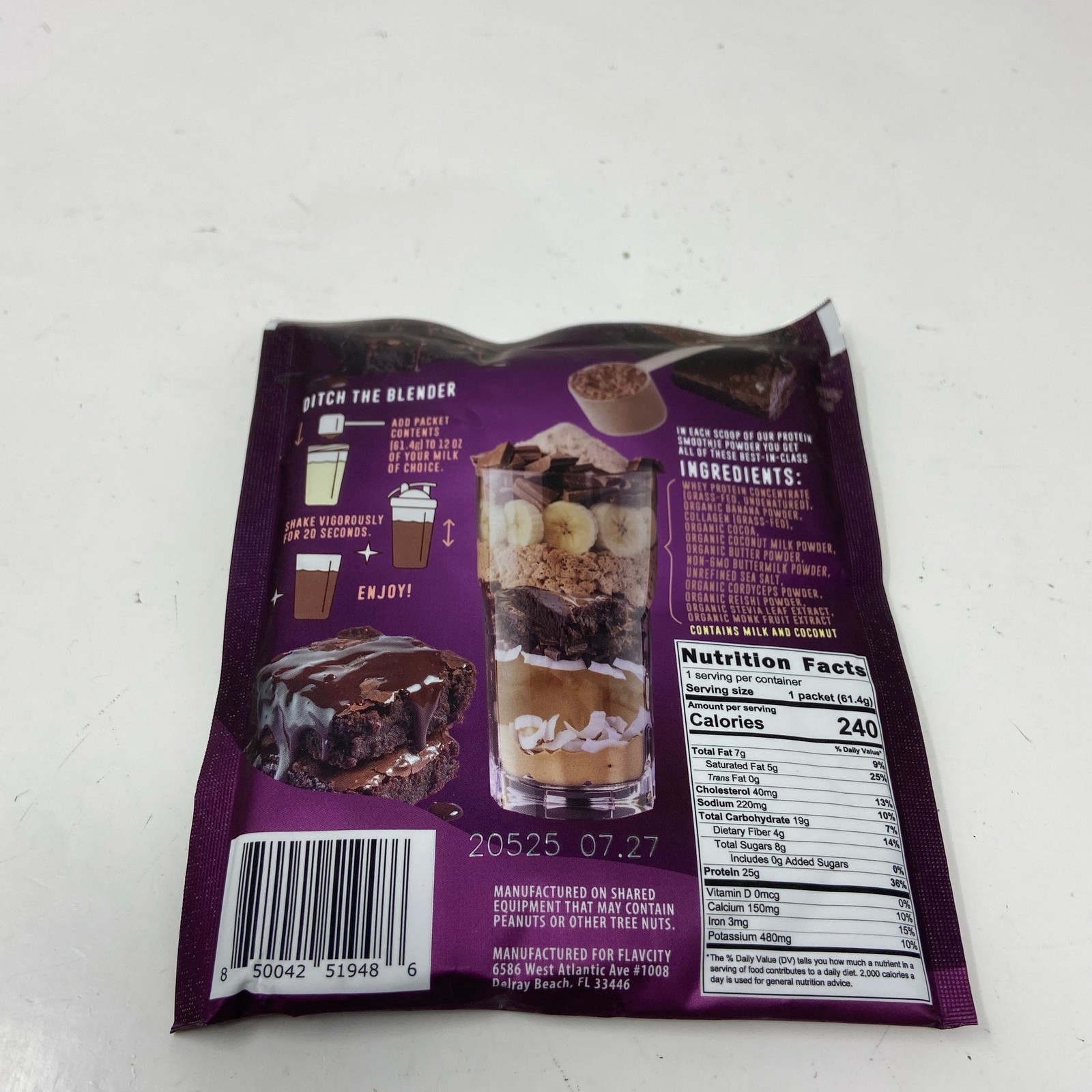 FlavCity Brownie Batter Protein Smoothie Packet 2.17oz