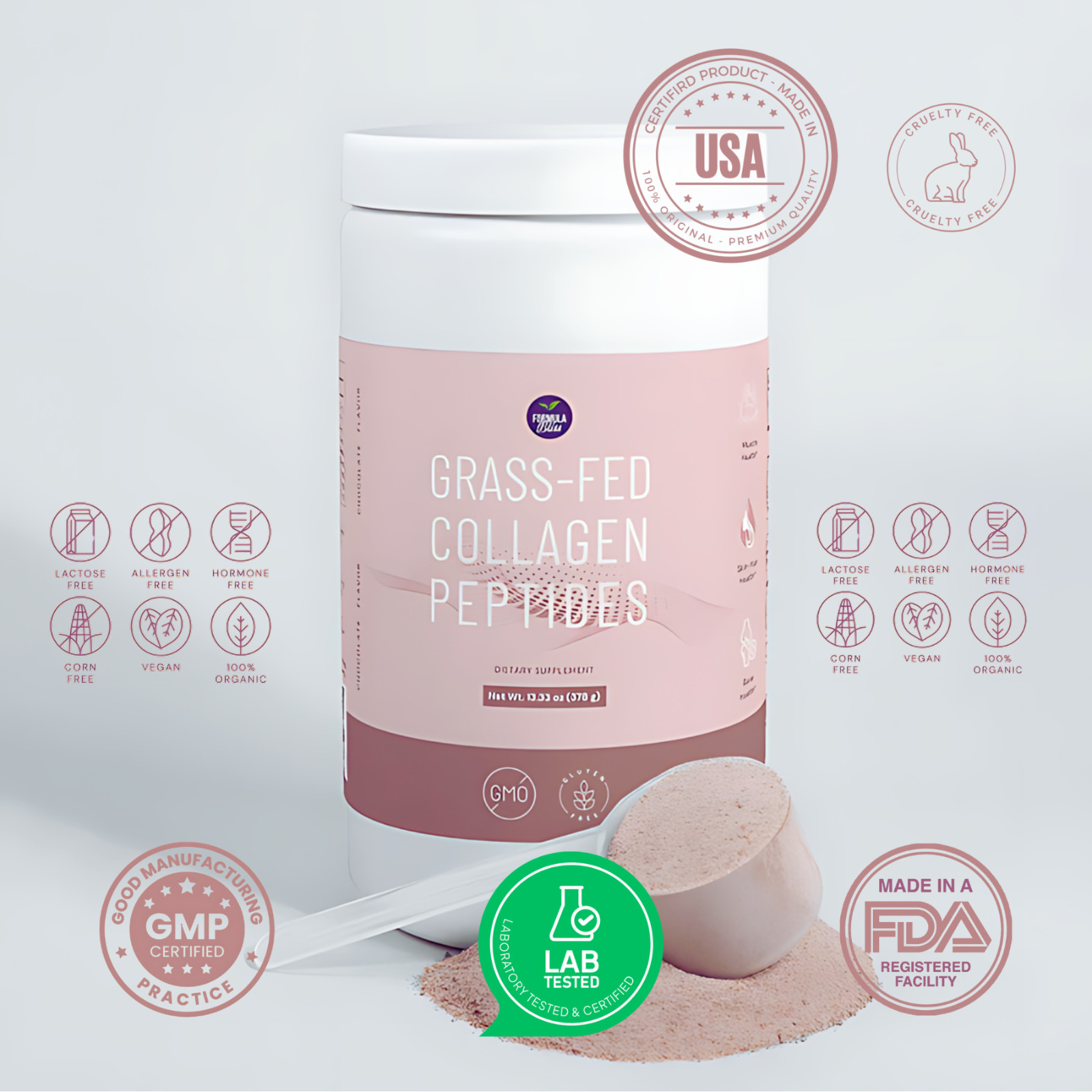 Organic Grass Fed Collagen Peptides Powder filled with collagen type 1 & 3
