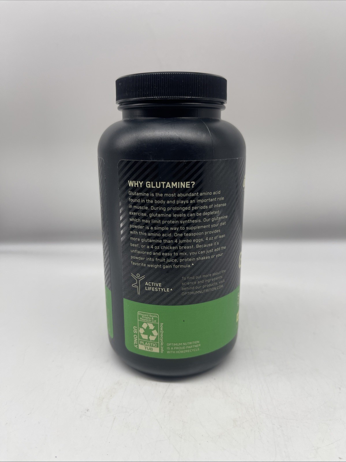 Optimum Nutrition Glutamine Powder Unflavored 10.58 oz 300 g Exp 05 12 2028
