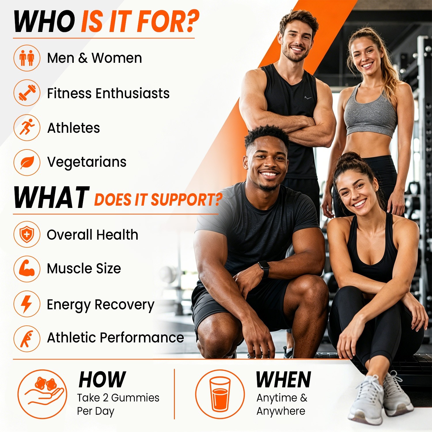 Creatine Monohydrate Gummies 4500mg Workout Performance Muscle Recovery 60ct
