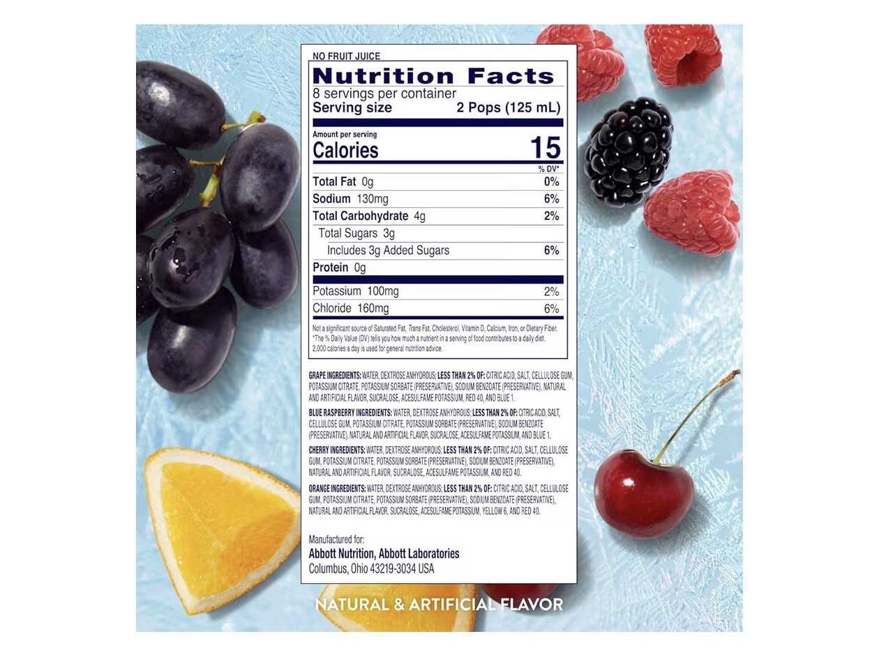 Pedialyte Electrolyte Solution Freezer Pops( pack 64)