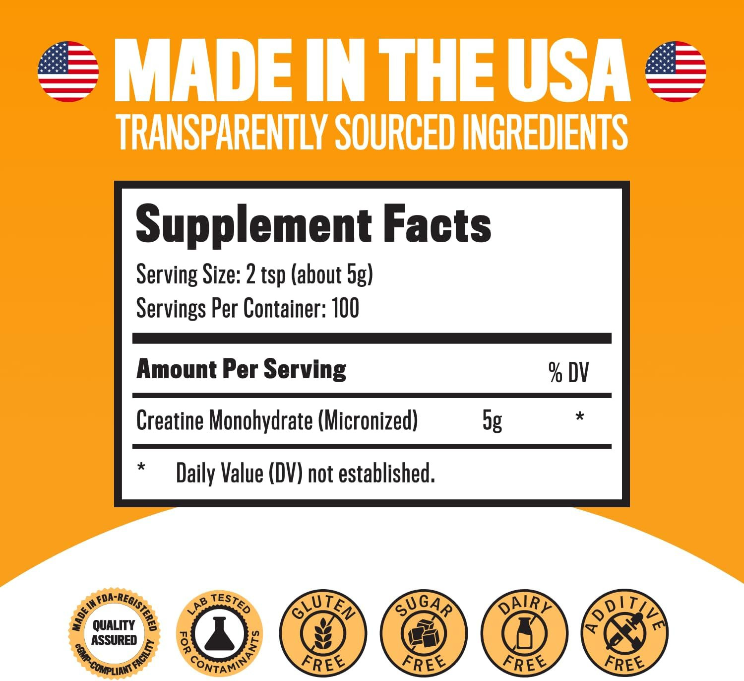 Micronized Creatine Monohydrate Powder 500G (1.1Lbs,100 Servings) – Bulk Creatin