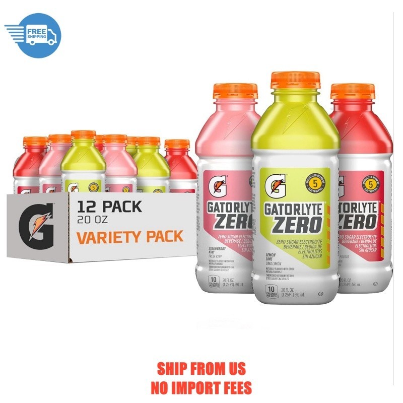 Gatorlyte Zero Electrolyte Beverage Variety Pack, 20 fl oz, 12 Pack Bottles