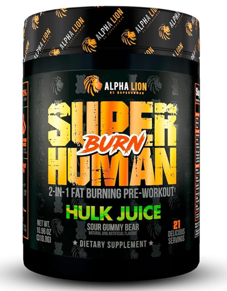 ALPHA LION SUPERHUMAN (BURN) 2-IN-1 FAT BURNING Pre workout HULK JUICE