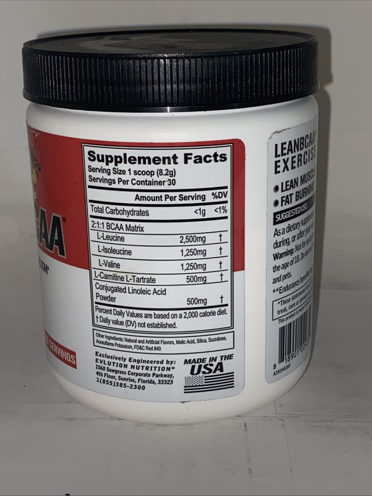 Evlution Nutrition Lean Bcaa Amino Acid Powder Fruit Punch 9.4 Ounce 12/26