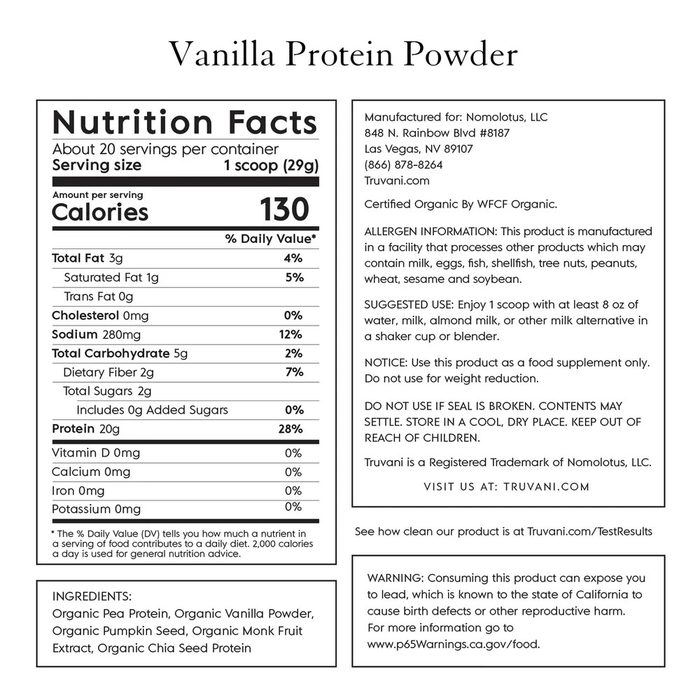 Truvani Plant Based Protein – 1.3LBS Vanilla