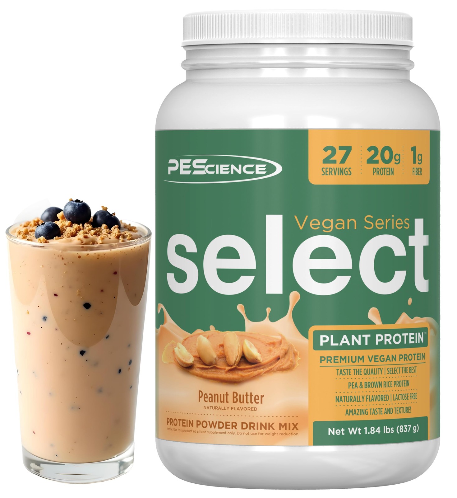 PEScience Select Vegan Protein Powder Plant Based 27 Servings Delicious Taste